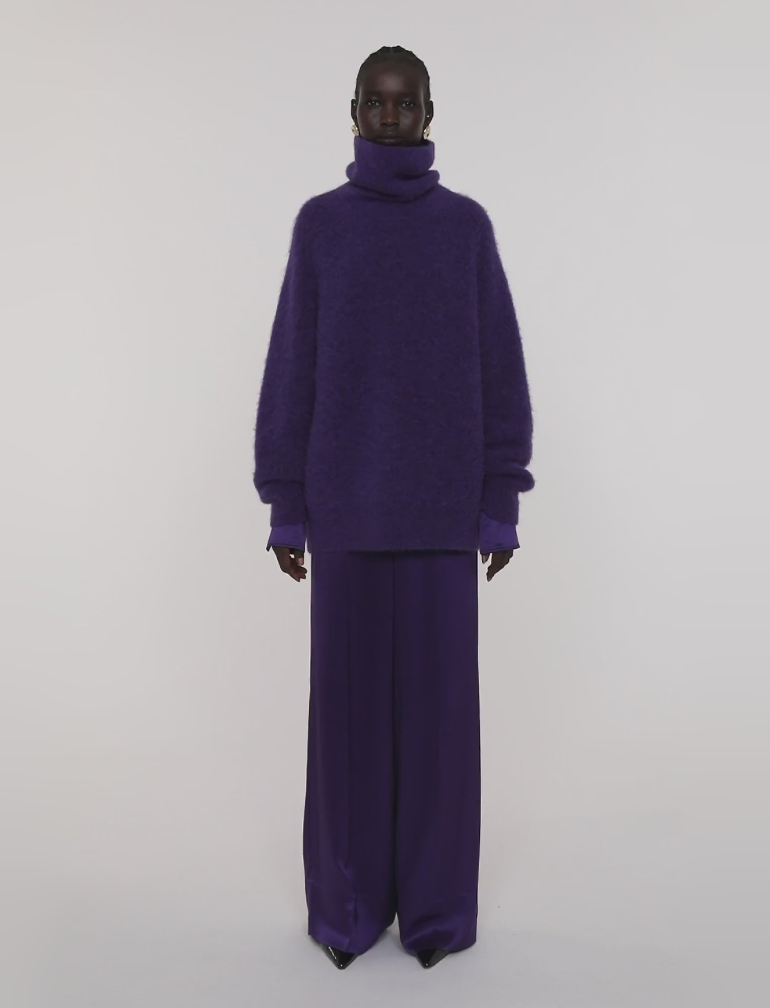 Meslay Brushed Alpaca Jumper in Purple | JOSEPH GB