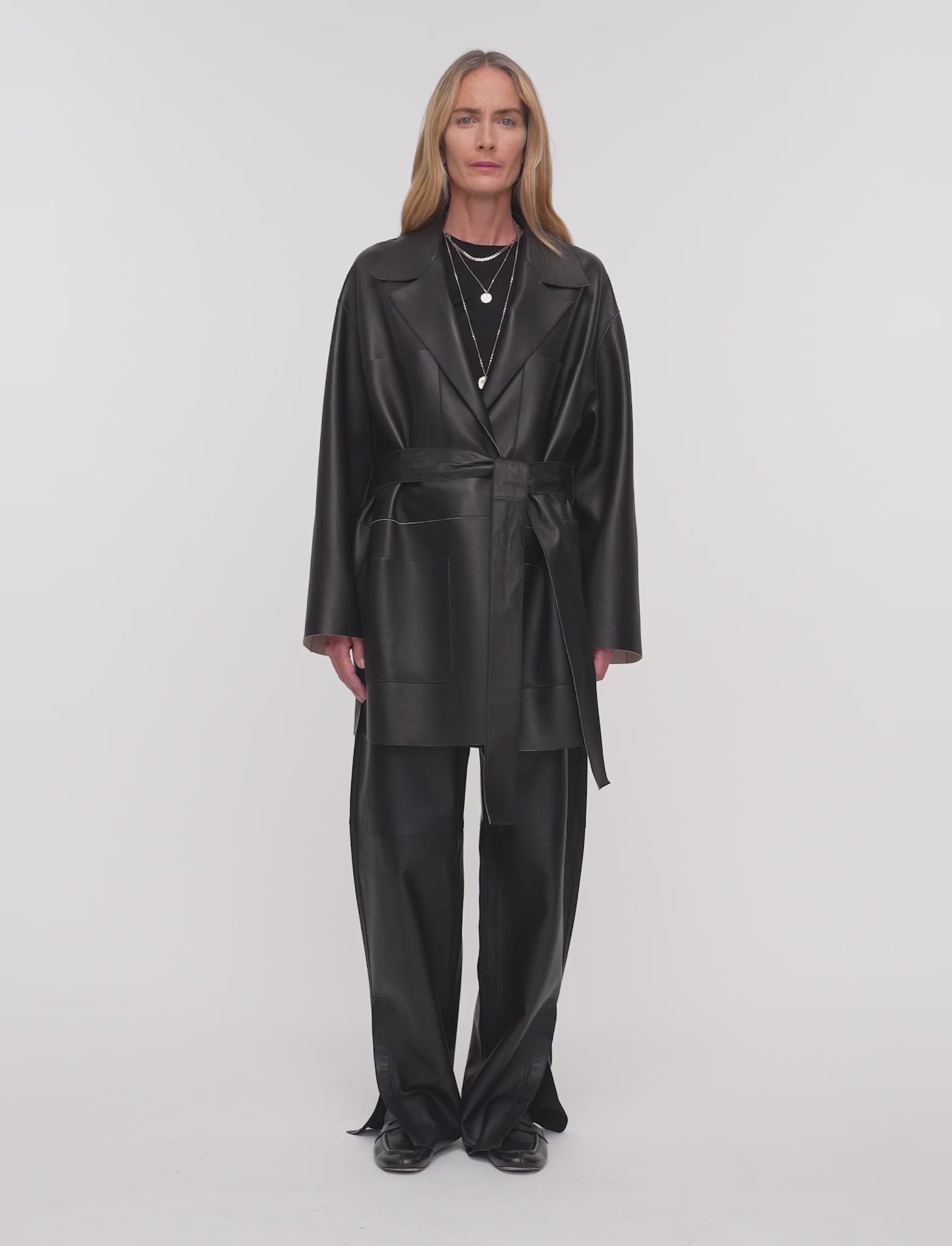 Tison Bonded Leather Jacket in Black | JOSEPH AT