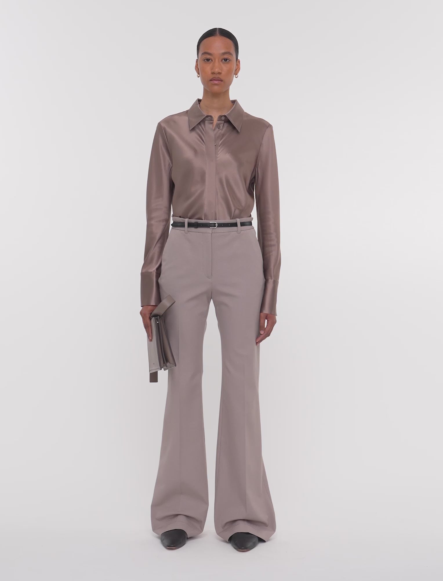 Tafira Gabardine Stretch Trousers in Grey | JOSEPH AT