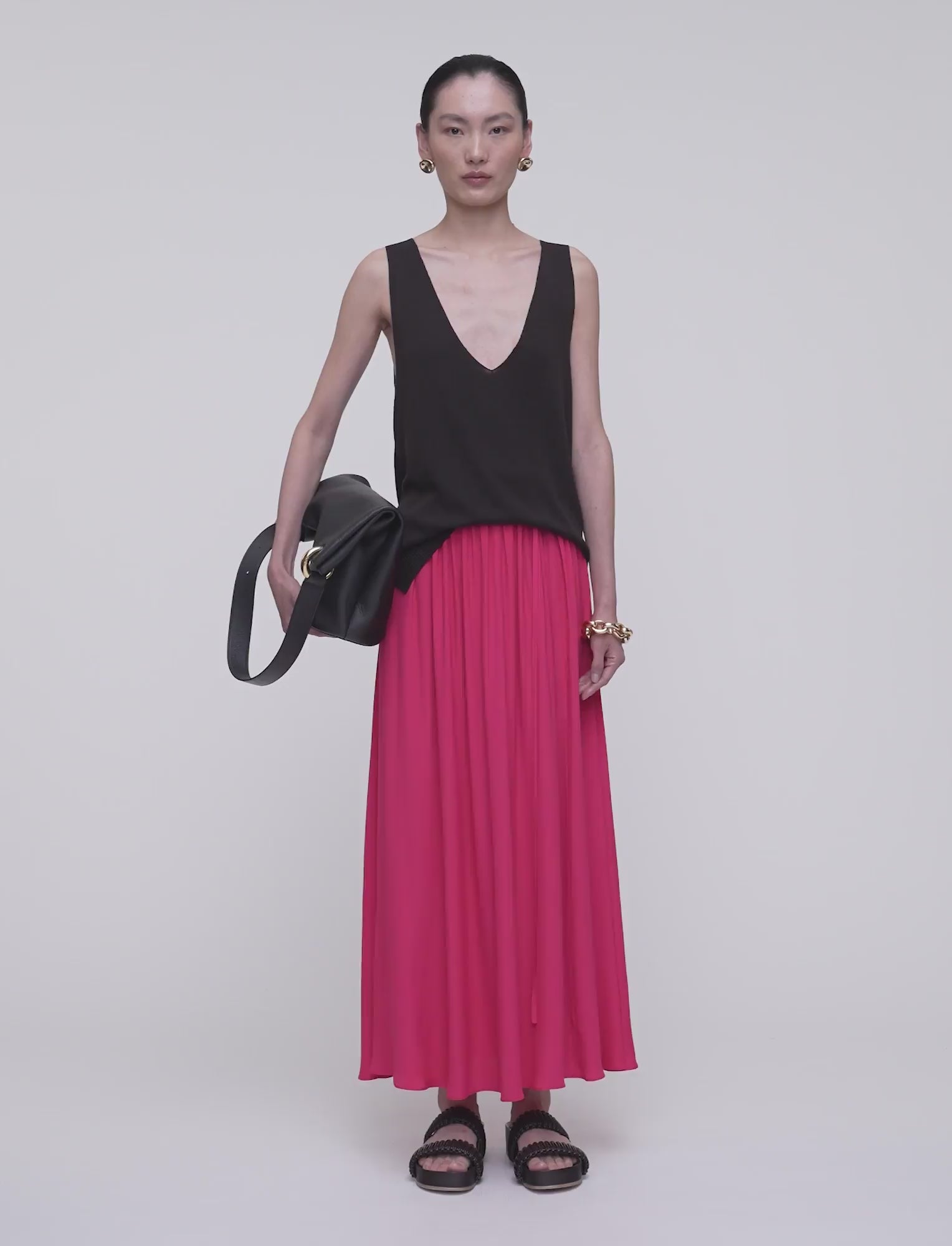 ピンク-elba-silk-blend-crepe-スカート-JOSEPH