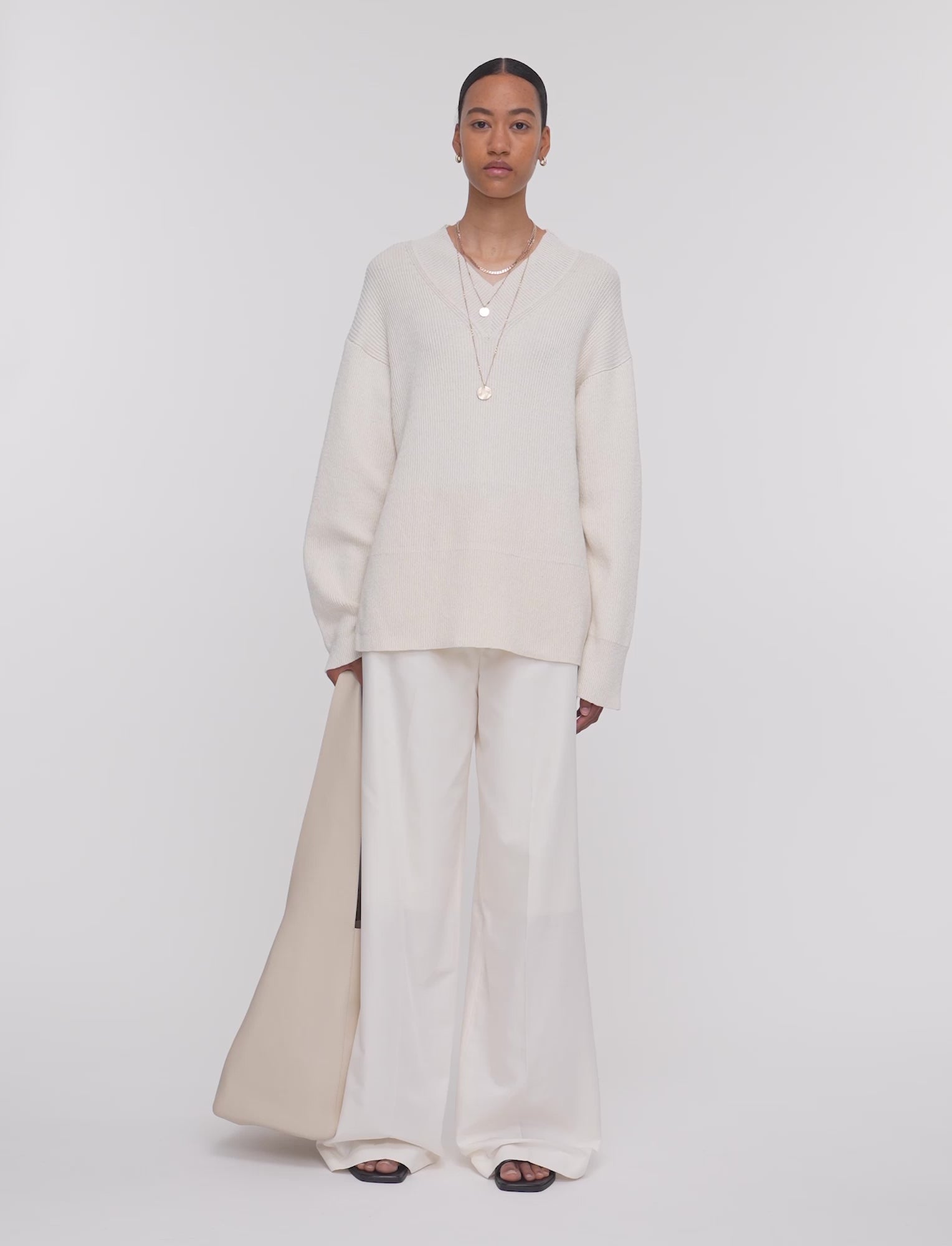 Linen Blend Knit Jumper in White | JOSEPH CA
