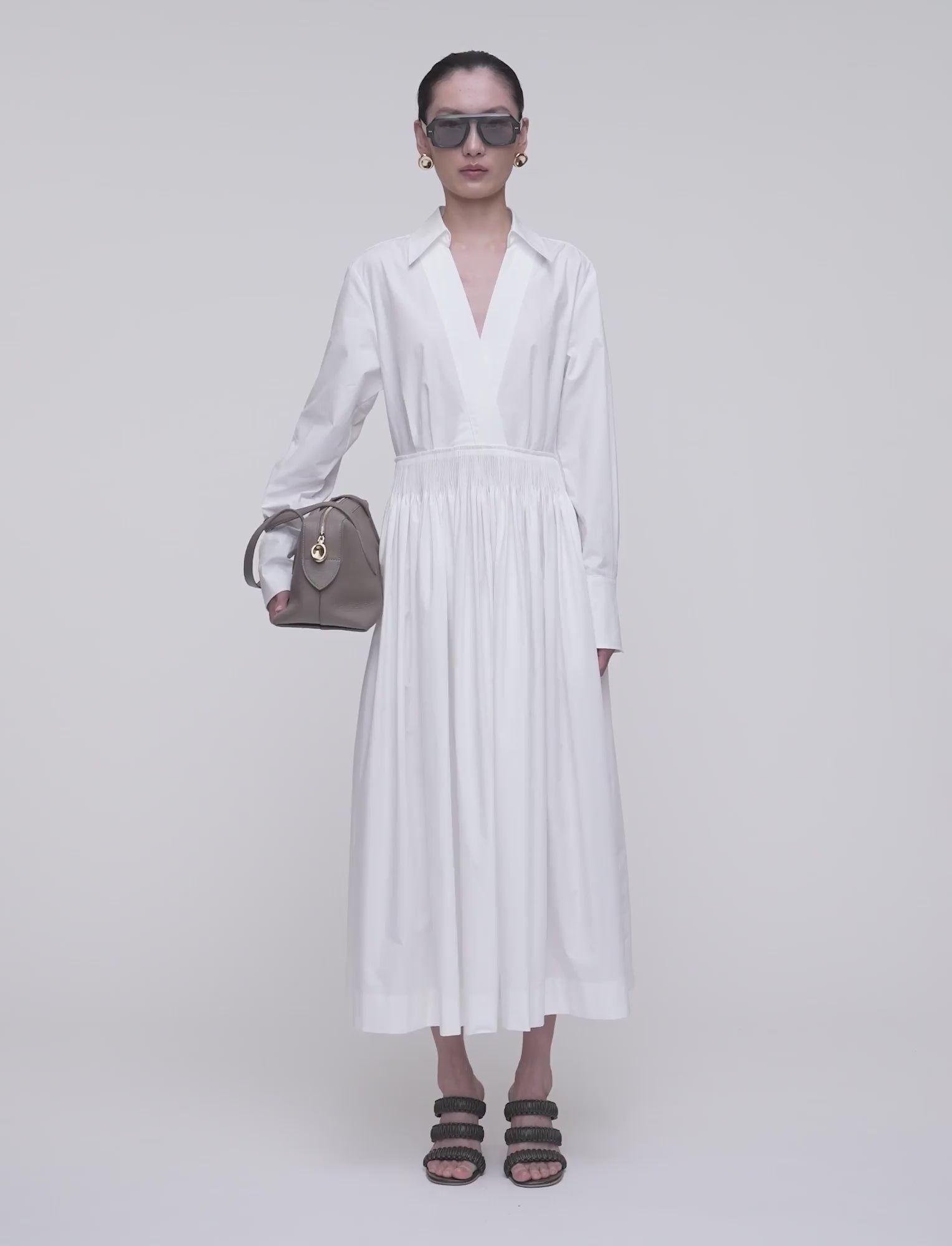 Kathe Cotton Poplin Dress in White | JOSEPH US