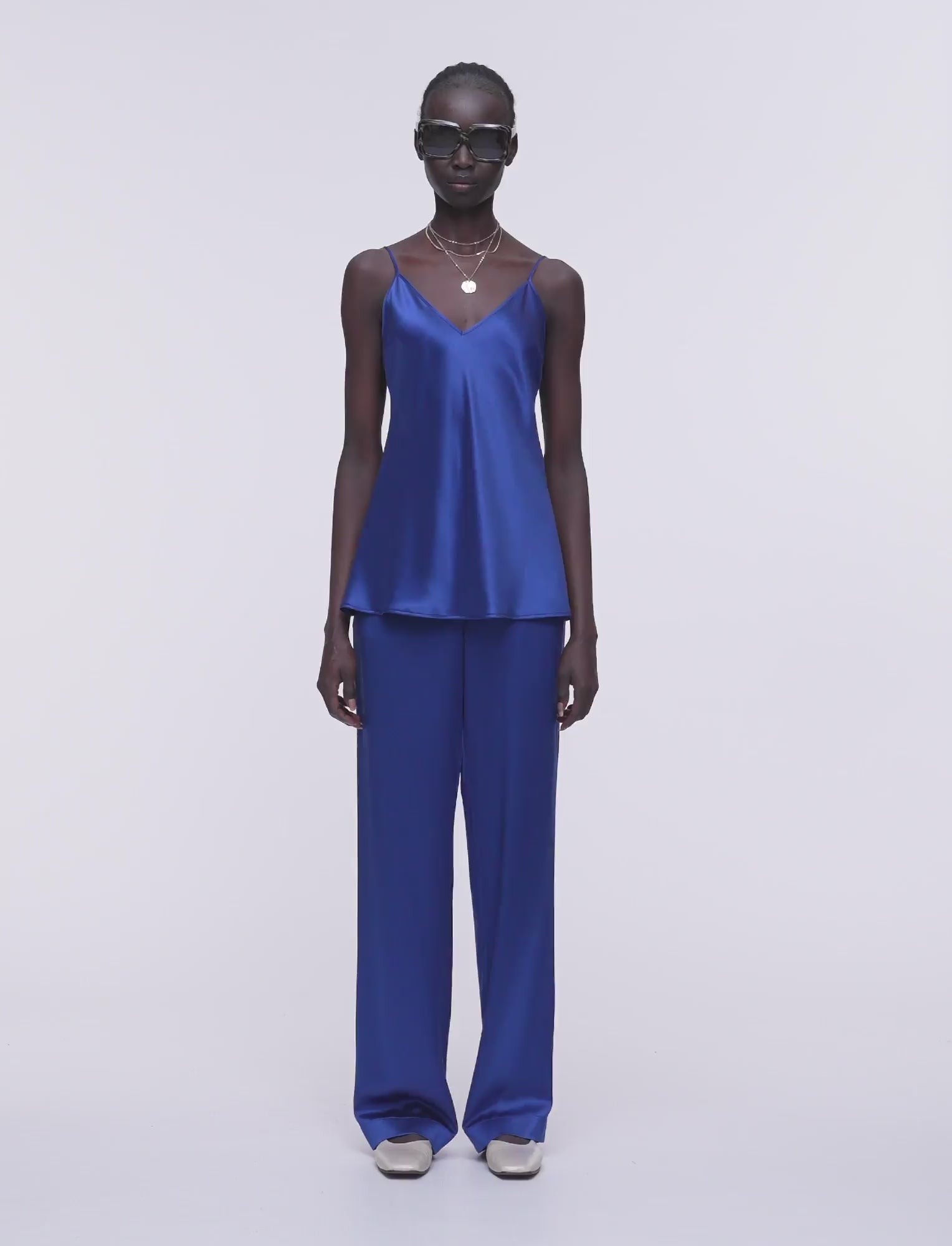 Clea Silk Satin Camisole in Blue | JOSEPH US