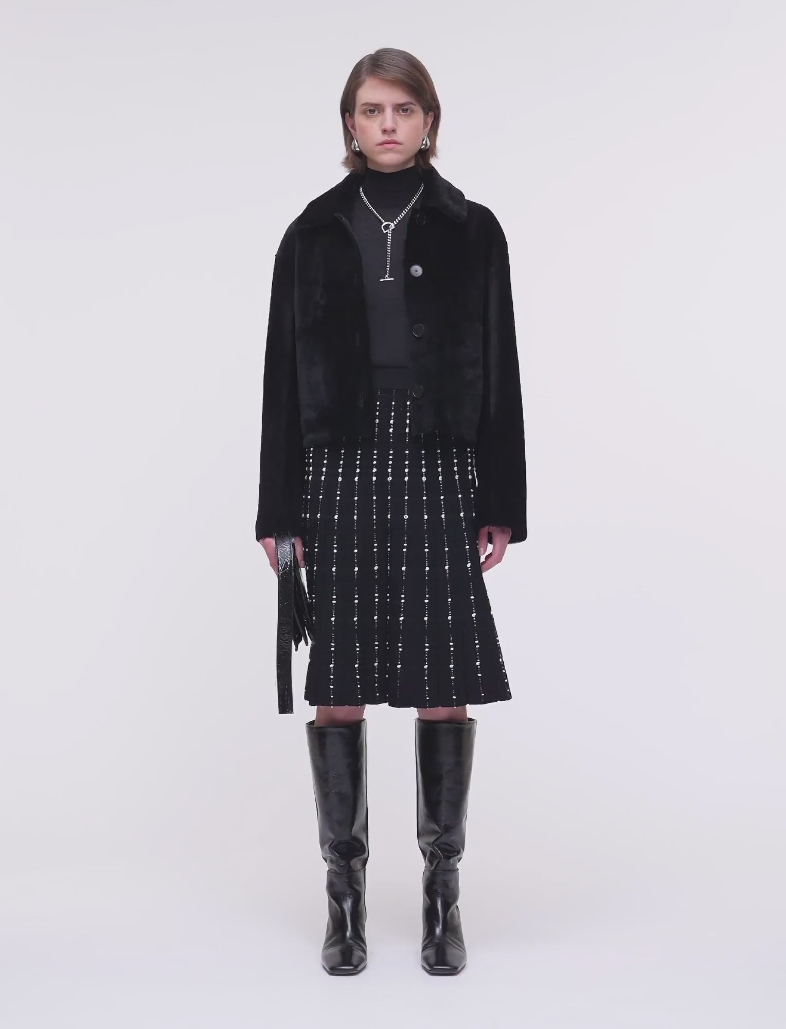 Alloway Reversible Soft Shearling Jacket in Black | JOSEPH GB