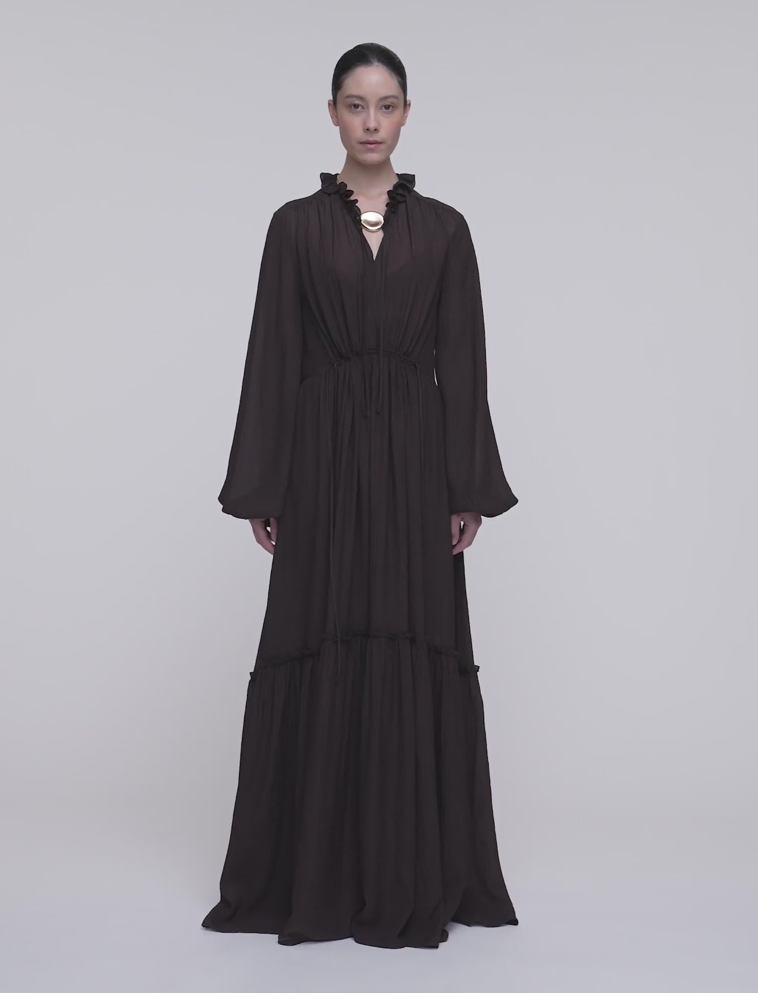 brown-lotus-textured-silk-dress-JOSEPH