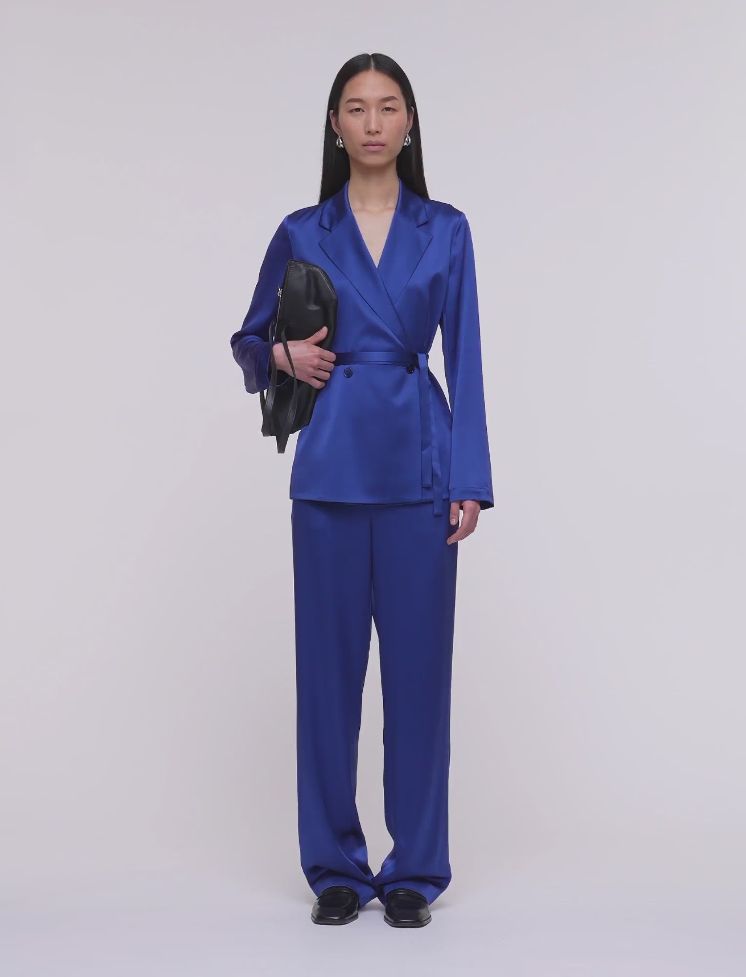 Joubert Silk Satin Jacket in Blue | JOSEPH GB