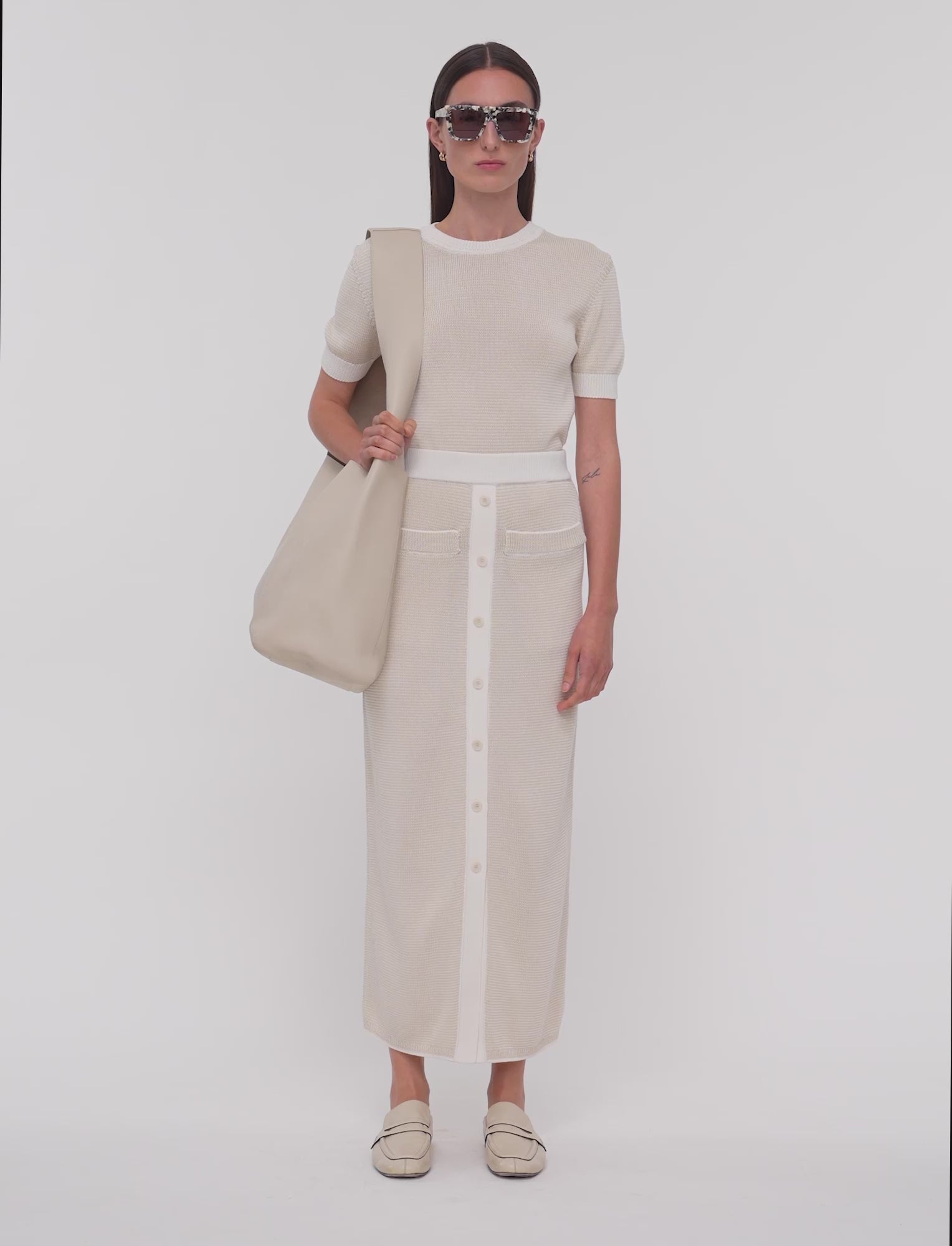 Dries van noten ストライプタイトスカート 36ネイビーベージュ Dries Van Noten 90s Wrap Long Skirt