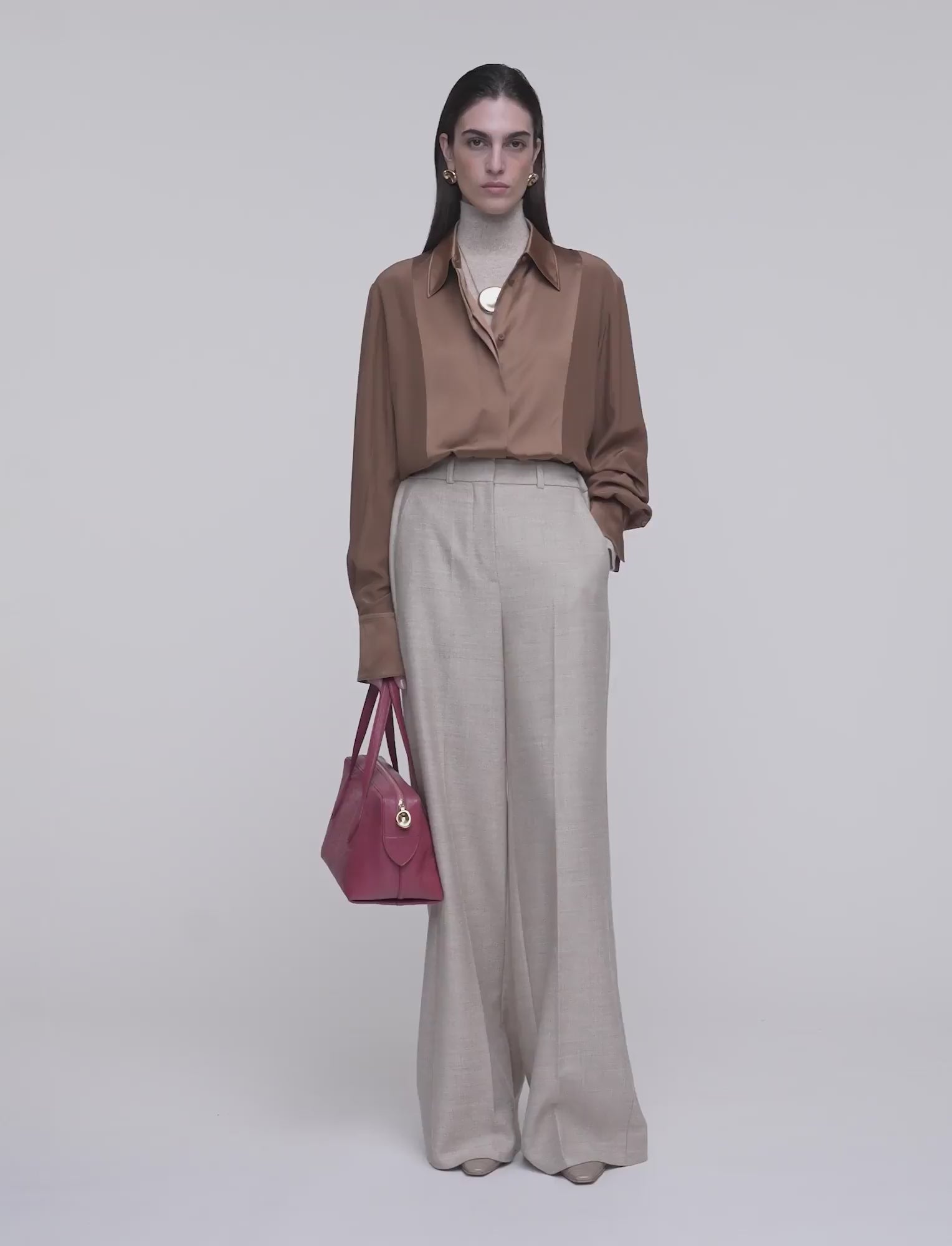 marron-chemisier-childs-en-satin-de-soie-JOSEPH