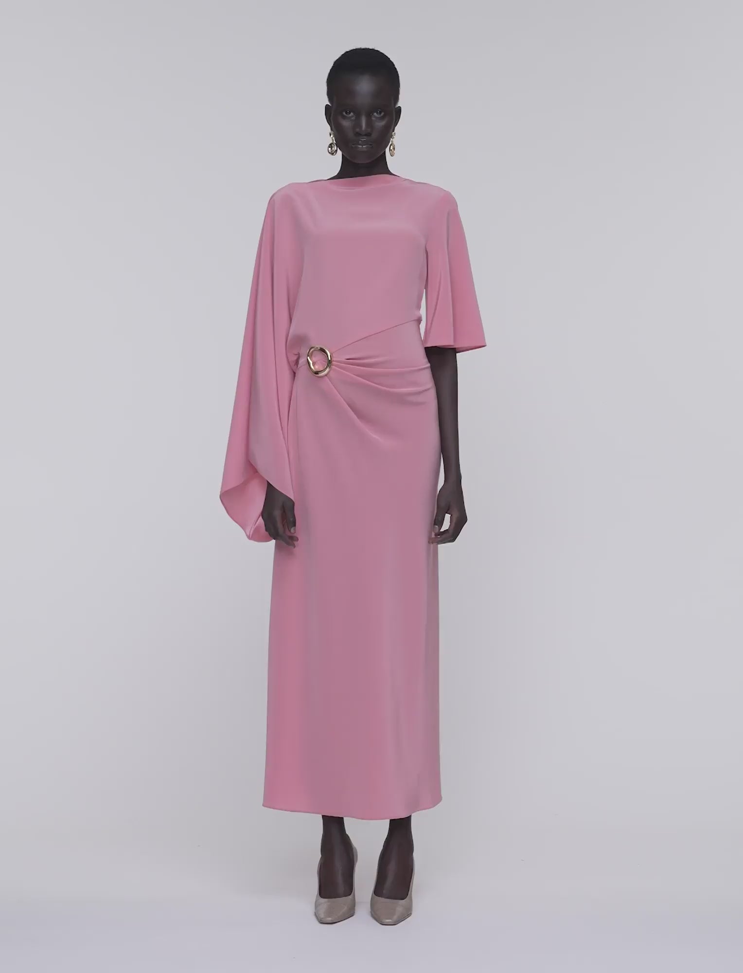 Joya Satin Twill Dress in Pink | JOSEPH US