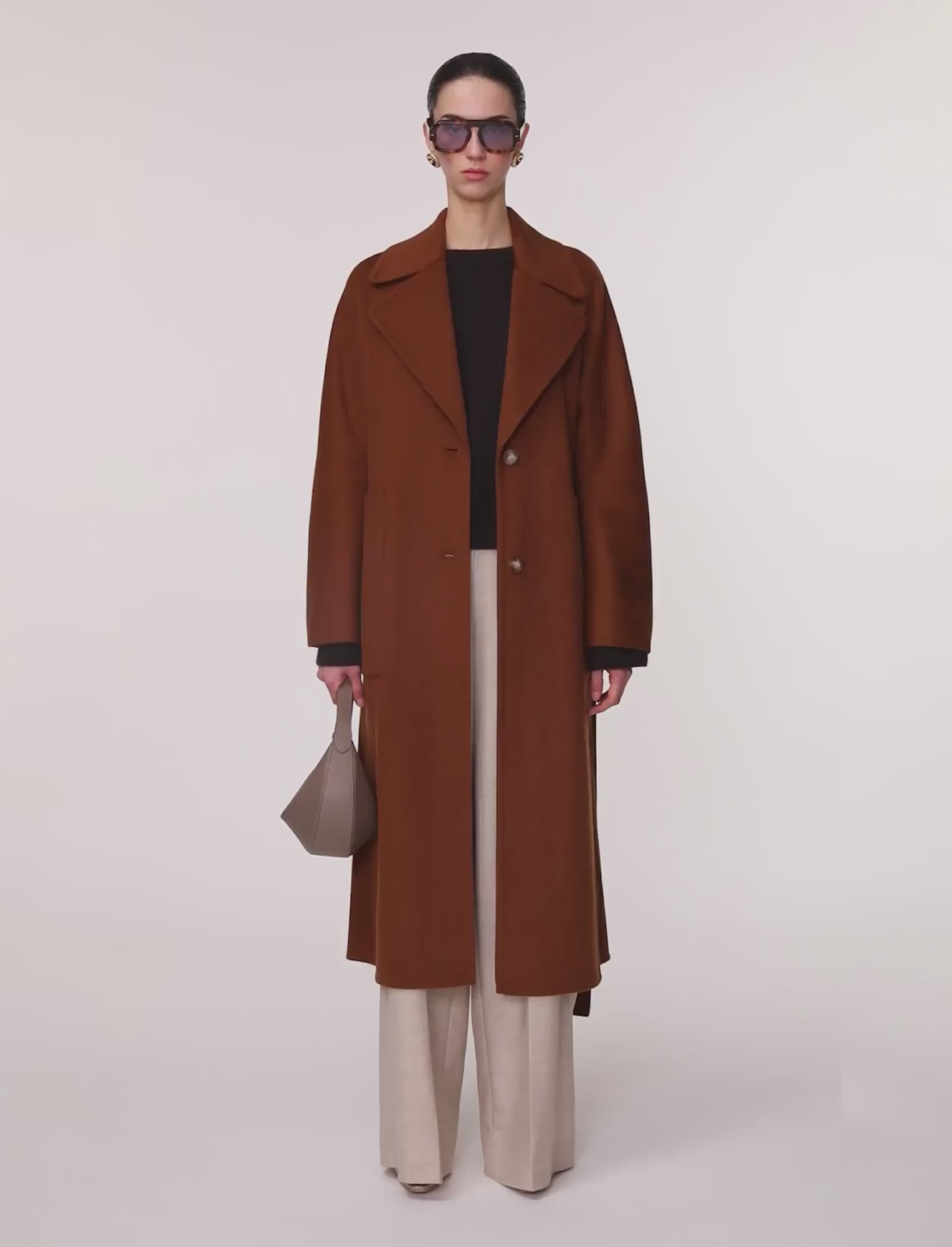 Spencer Double Face Cashmere Coat in Brown | JOSEPH GB