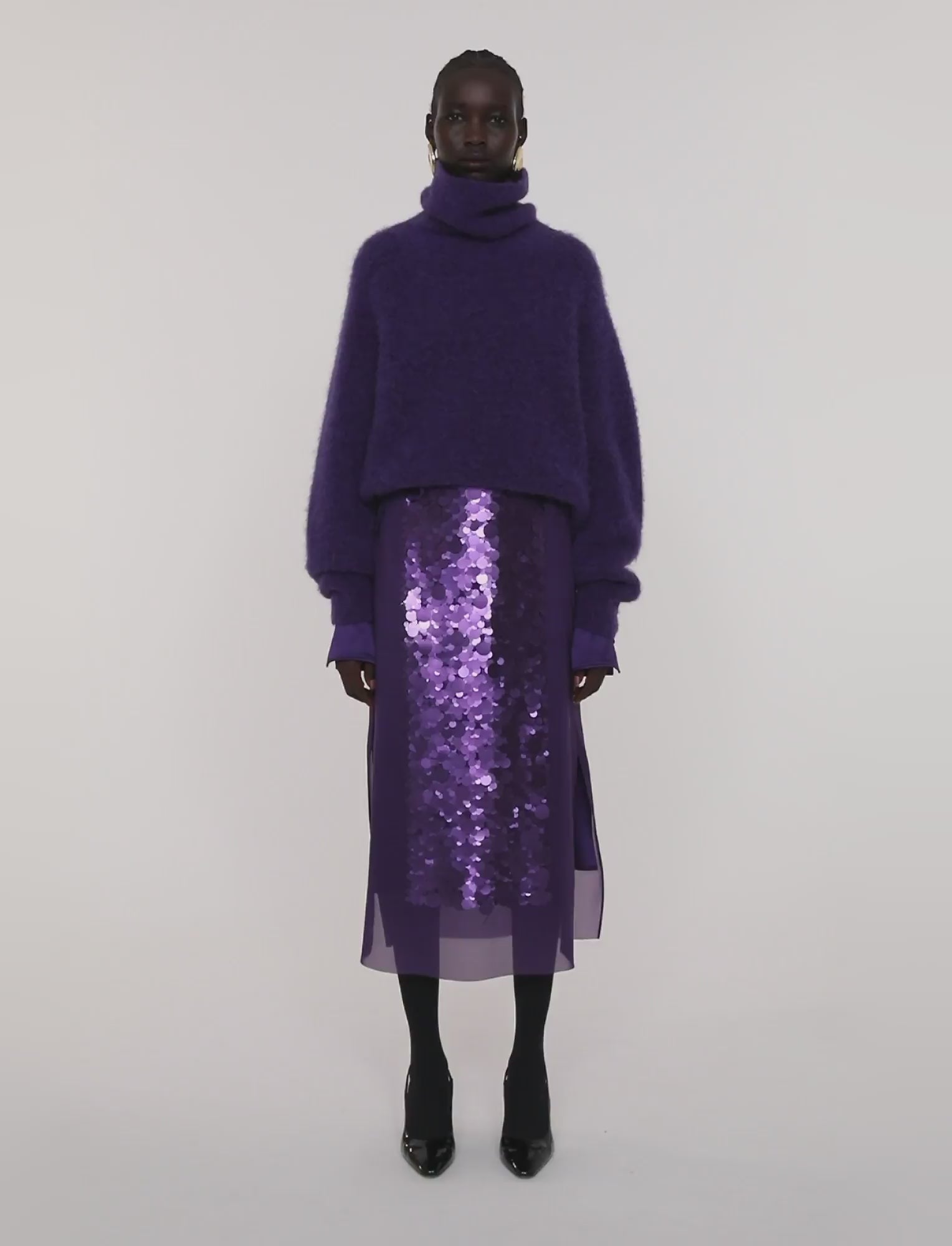 Meslay Brushed Alpaca Jumper in Purple | JOSEPH GB