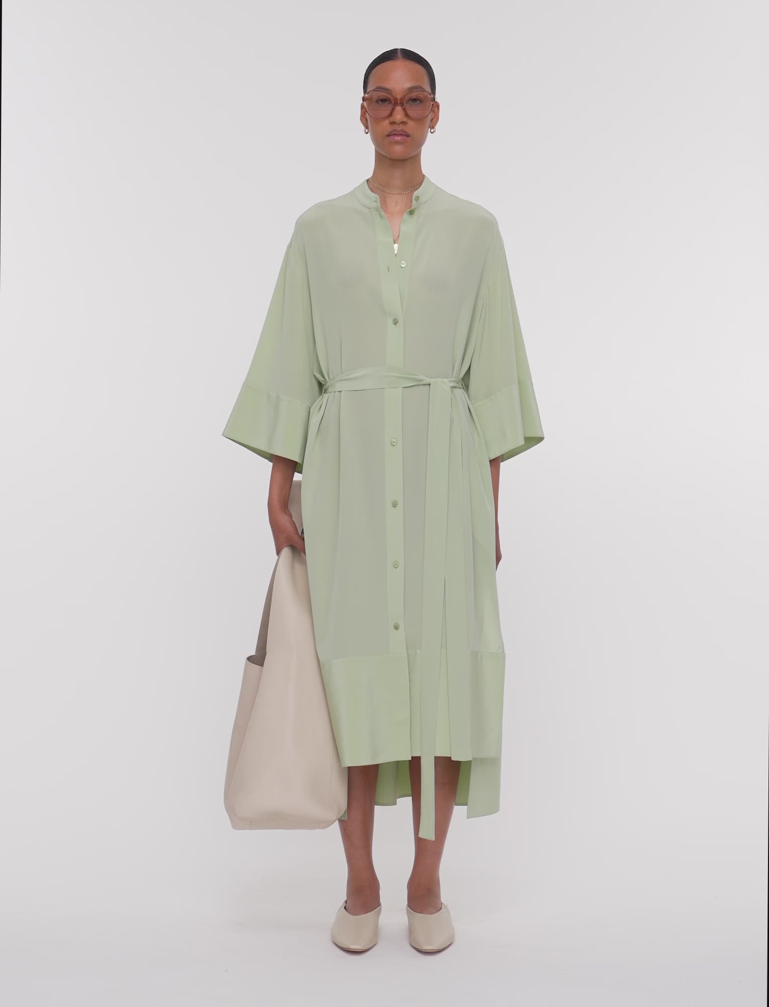 green-darius-crepe-de-soie-silk-dress-JOSEPH