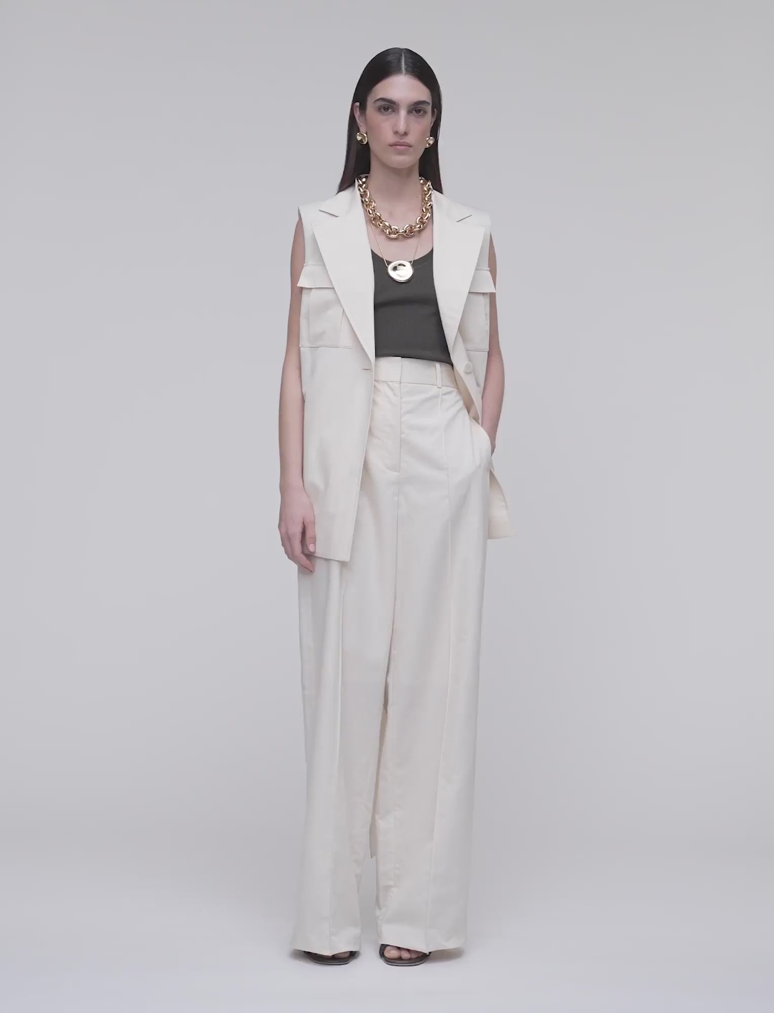 Jnane Cotton Linen Trousers in White | JOSEPH US