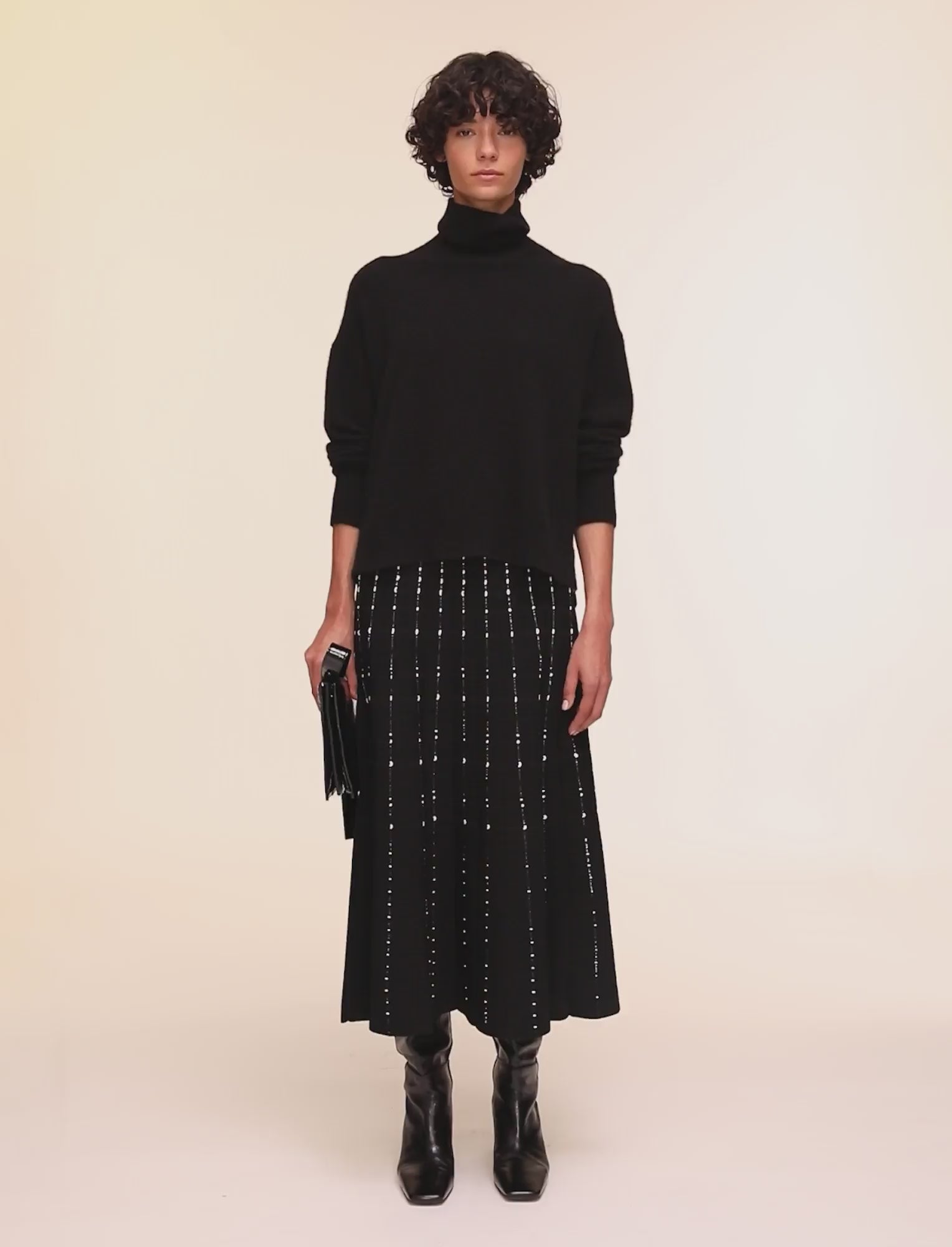 Fragmented Stripes Skirt in Black | JOSEPH GB