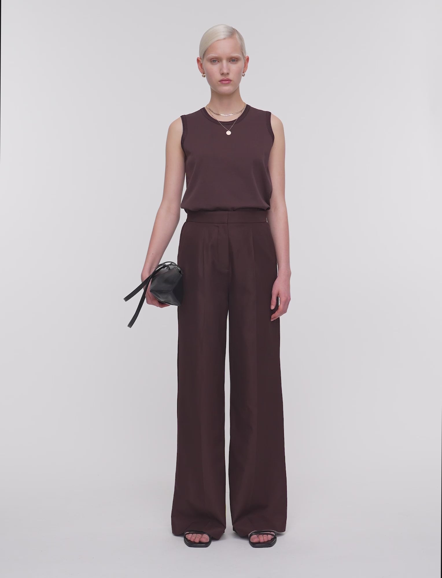 Alanel Soft Cotton Silk Trousers in Brown | JOSEPH US