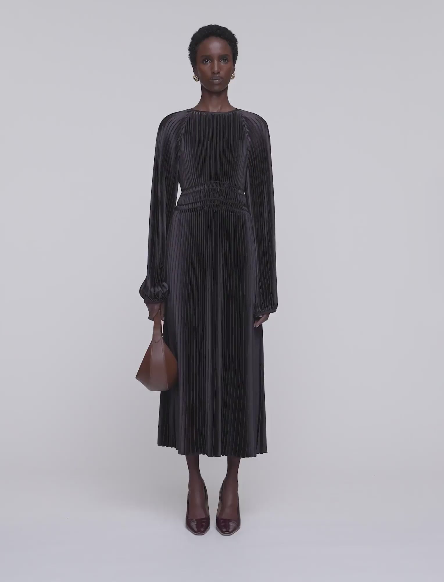 brown-ortiz-pleated-woven-dress-JOSEPH