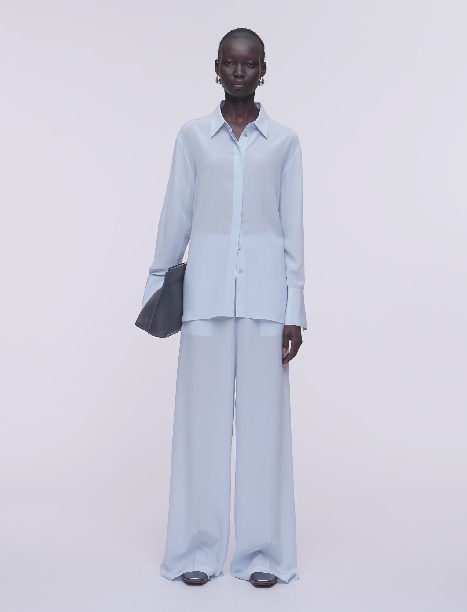 Tシャツ・カットソー JOSEPH SS25 RUBIN BLOUSE CREPE DE SOIE (JF005849 0045) Rubin Crepe de Soie Silk Blouse in White | JOSEPH GB