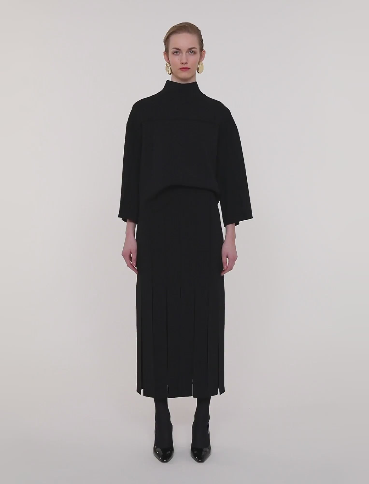 Lagny Compact Milano Knit Skirt in Black | JOSEPH US