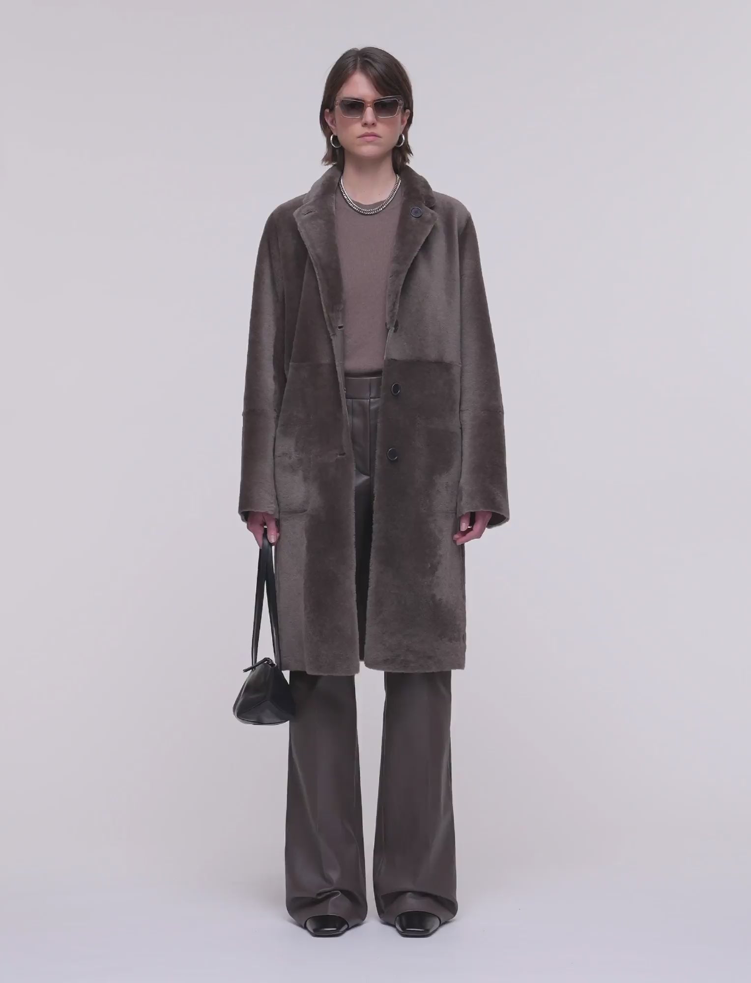 イタリア製ブラウンコート MADE IN ITALY Britanny Reversible Soft Shearling コート - ブラウン | JOSEPH JP