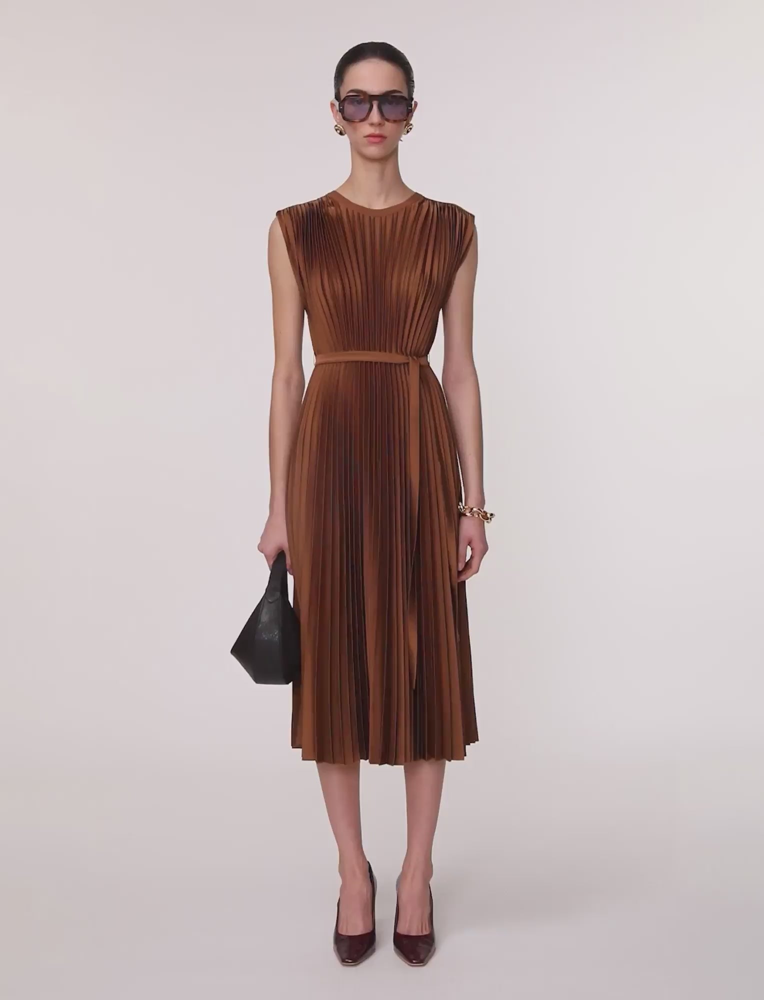 brown-volta-knit-weave-plisse-dress-JOSEPH