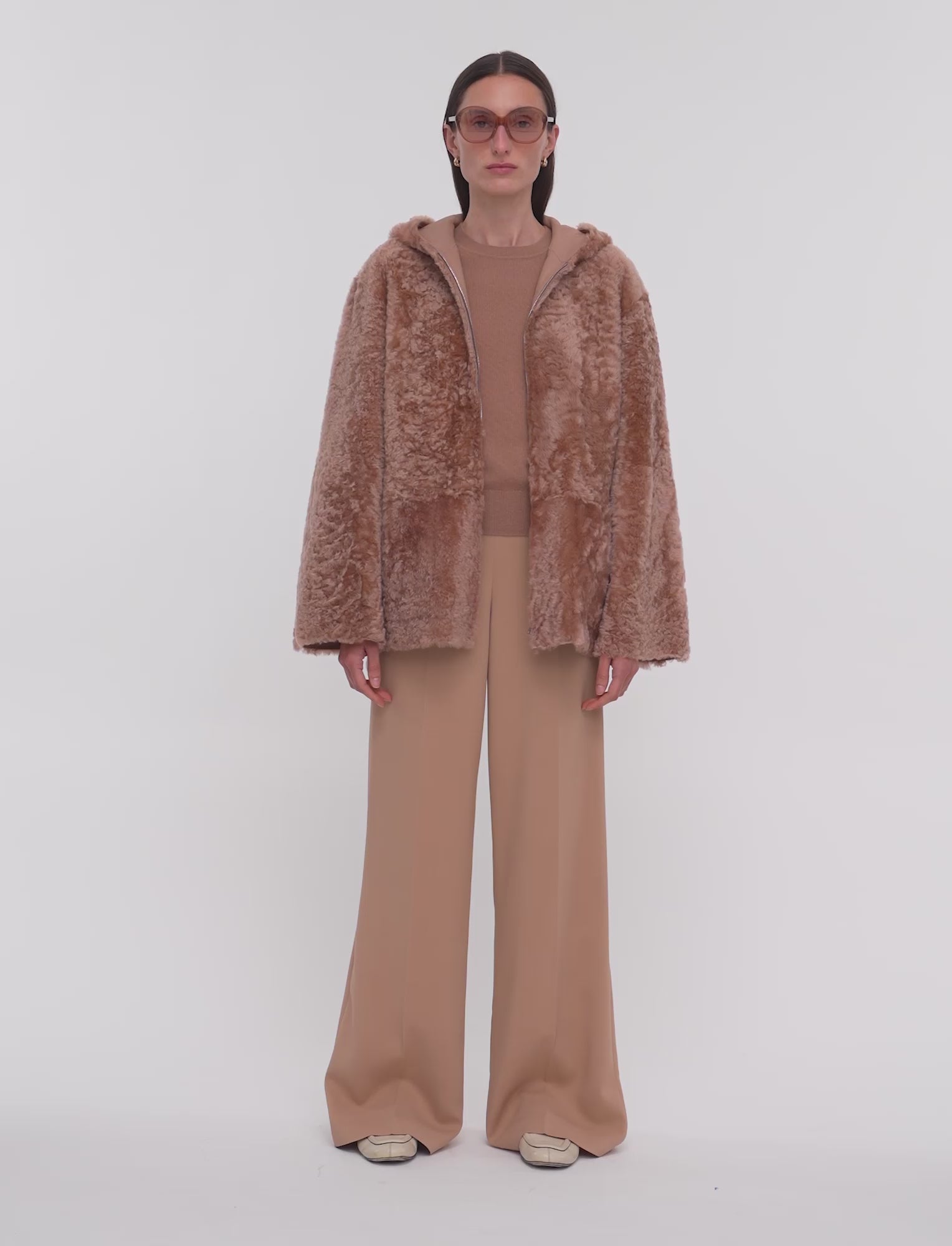Cosser Reversible Shearling Coat in Beige | JOSEPH GB