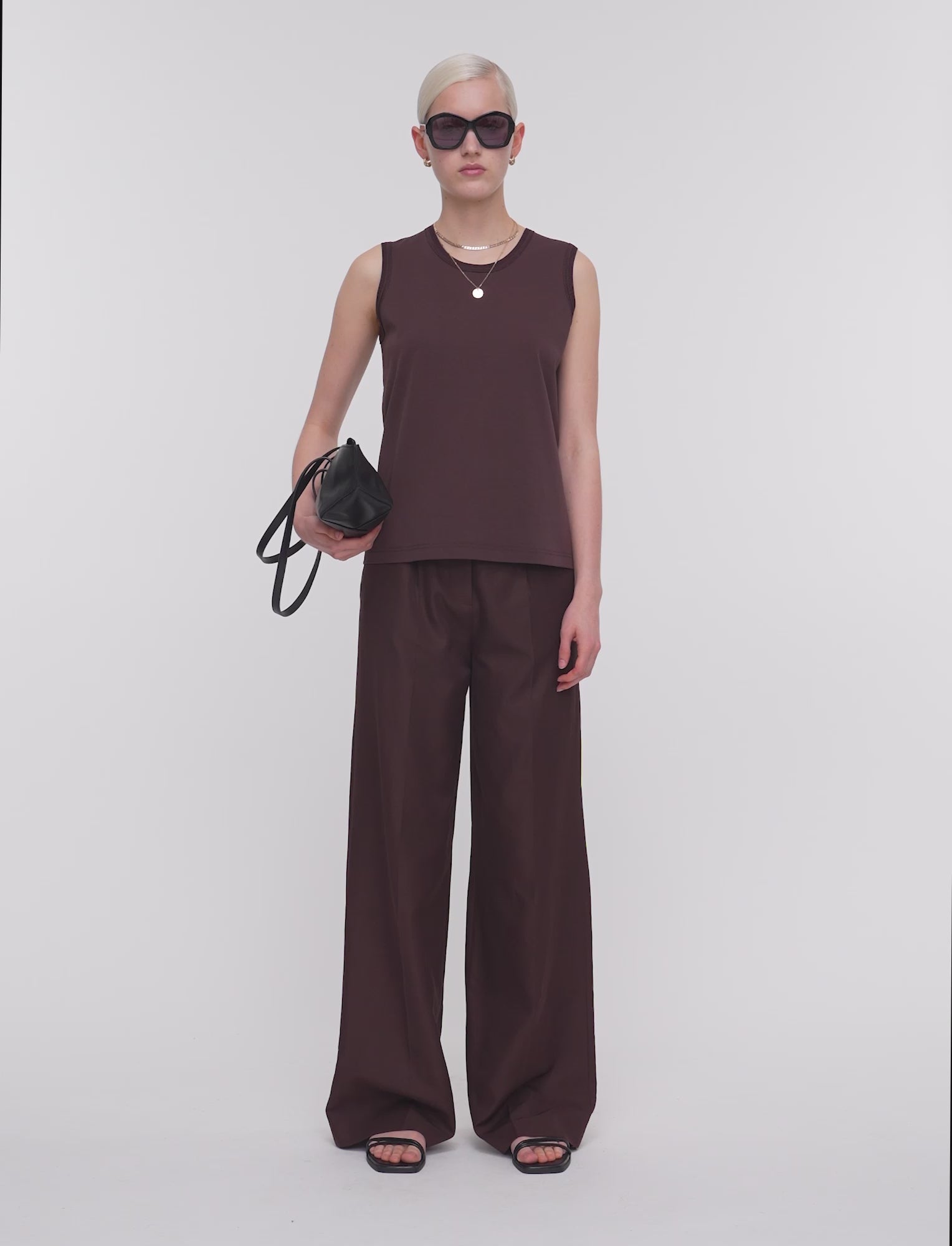 Comfort Cotton Tank Top in Brown | JOSEPH KR