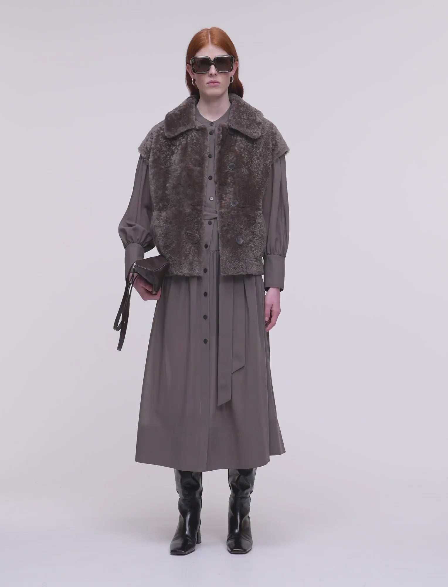 Molin Reversible Shearling Gilet in Brown | JOSEPH US