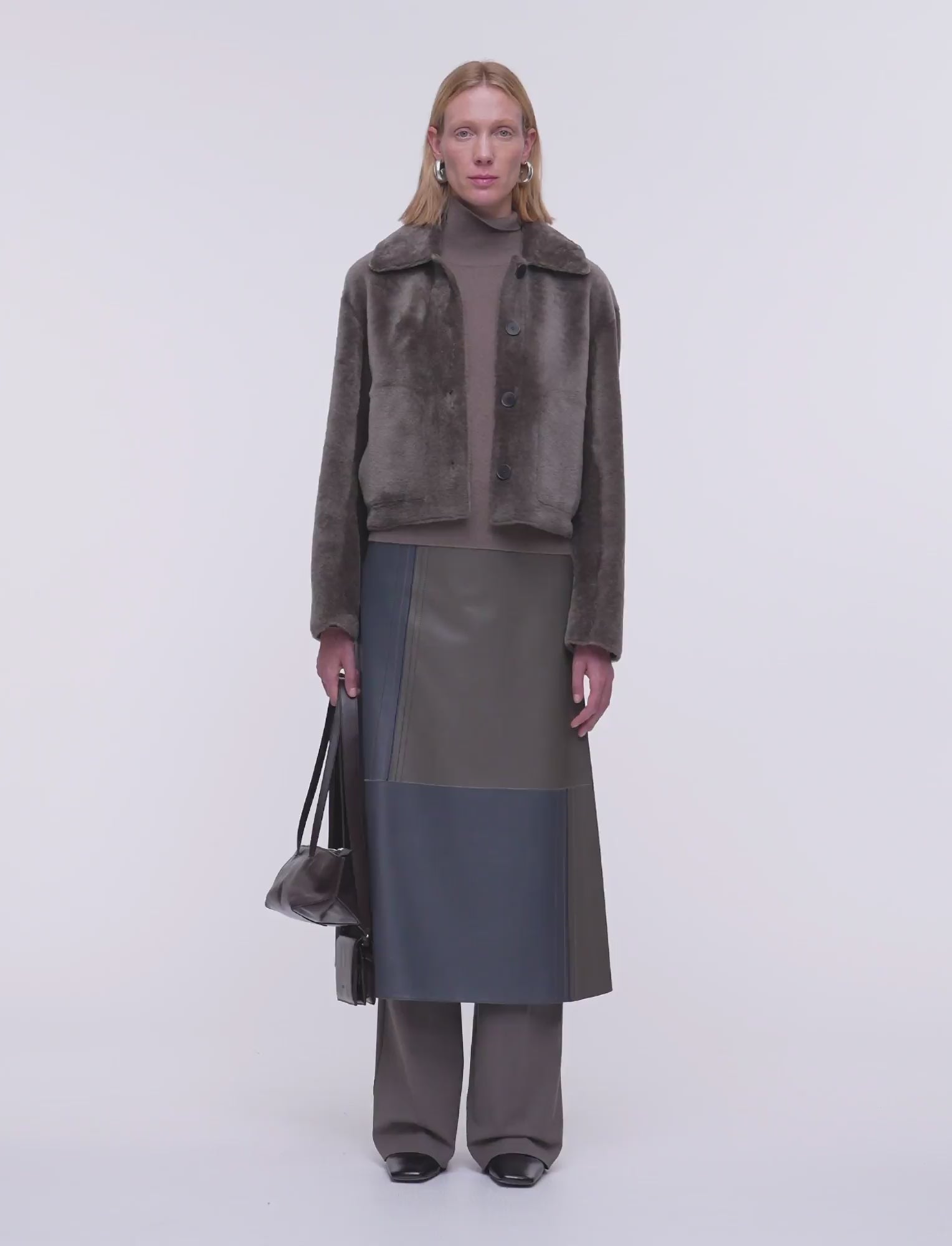 Alloway Reversible Soft Shearling Jacket in Brown | JOSEPH AT