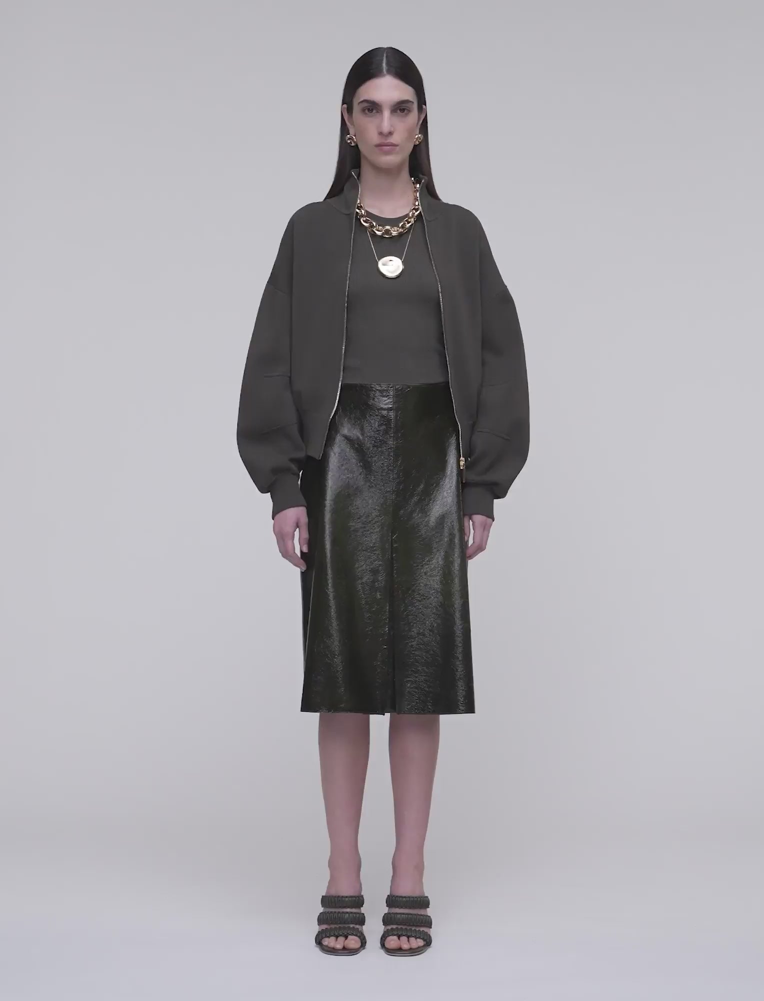 green-baha-textured-patent-leather-skirt-JOSEPH