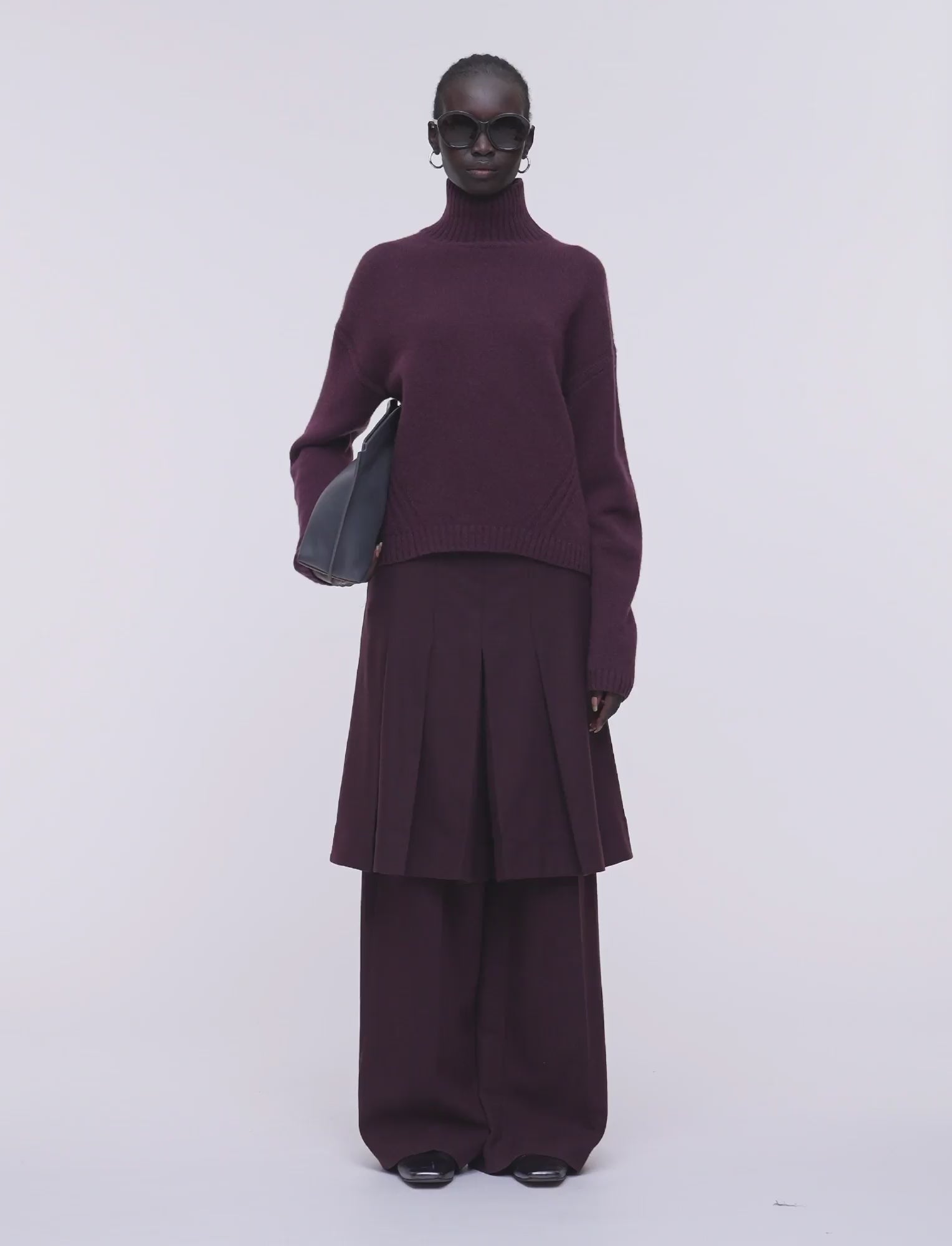 パープル-luxe-cashmere-ハイネックジャンパー-JOSEPH