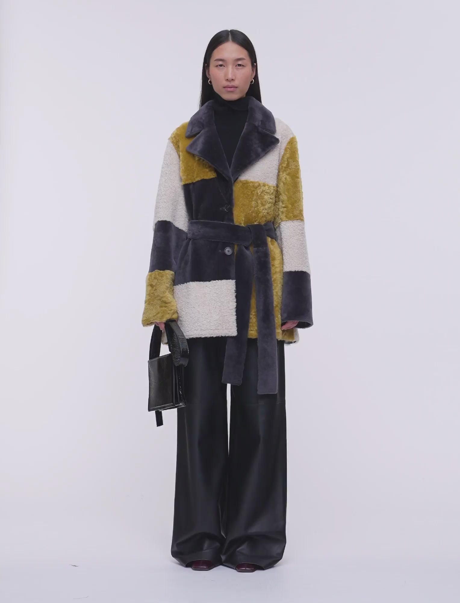 グレー-martel-overlay-shearling-コート-JOSEPH