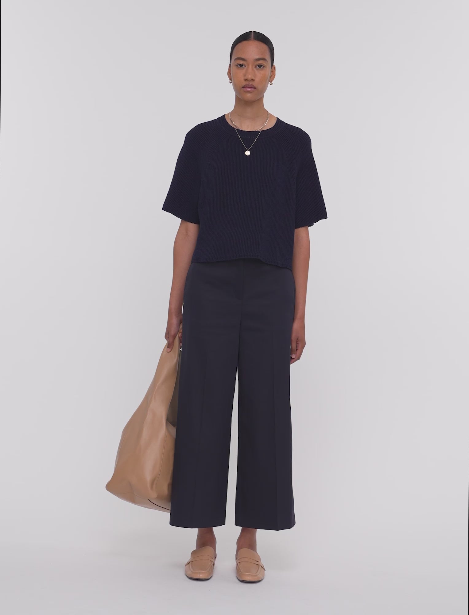 Linen Blend Knit Top in Blue | JOSEPH CA