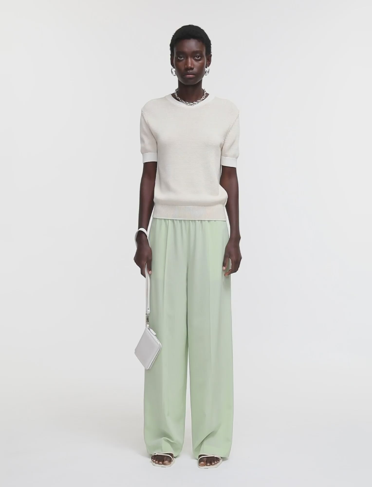 Pantalon Hulin en crêpe de soie in Vert | JOSEPH FR