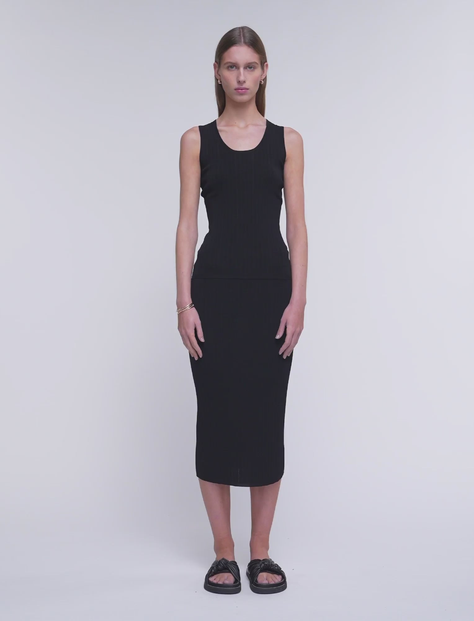 Viscose Rib Knit Skirt in Black | JOSEPH US