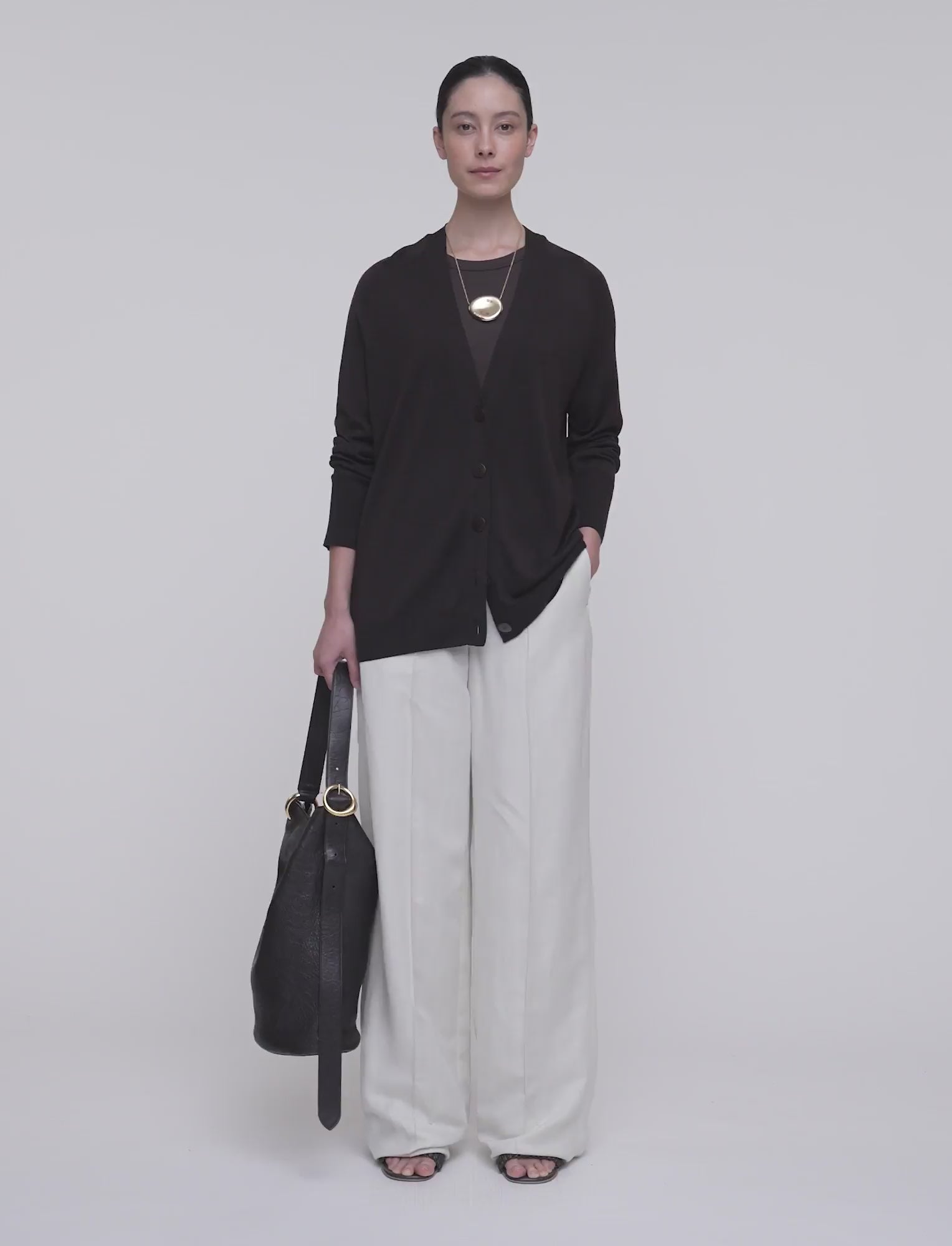 Gladi Silk Knit Cardigan in Brown | JOSEPH GB
