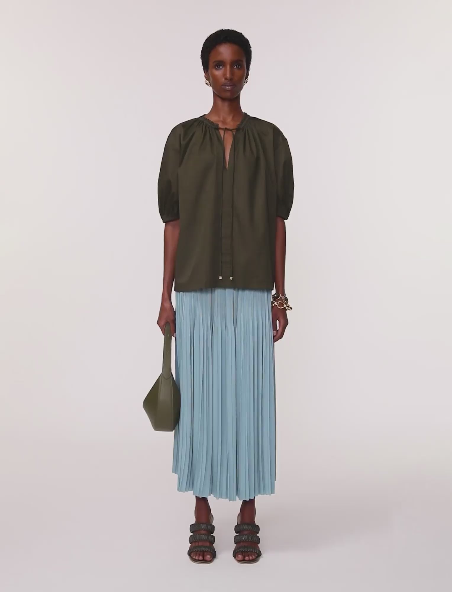 グリーン-nador-cotton-sateen-ブラウス-JOSEPH