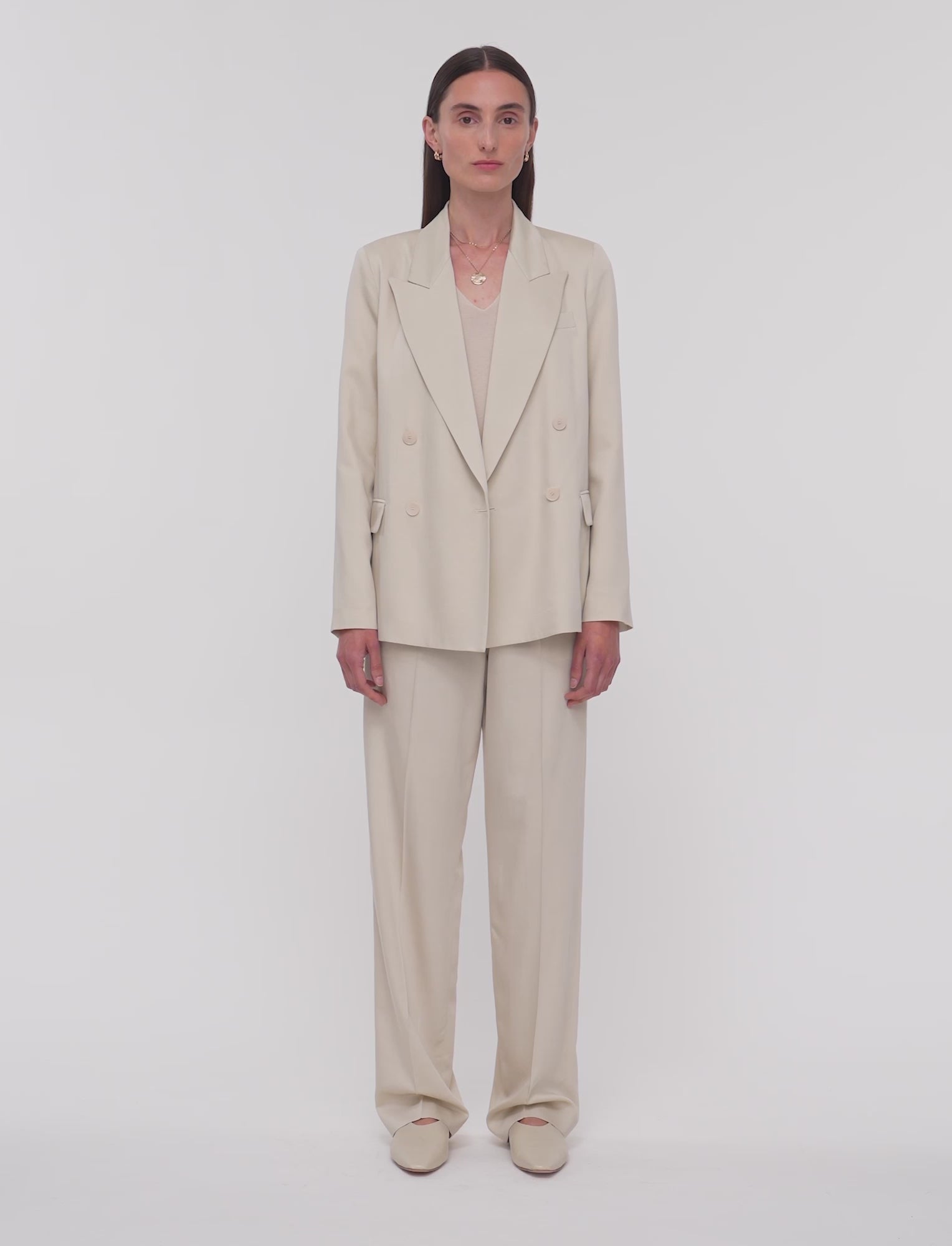 ジャケット・アウター 90s sheer beige double-breasted jacket Single-breasted jacket