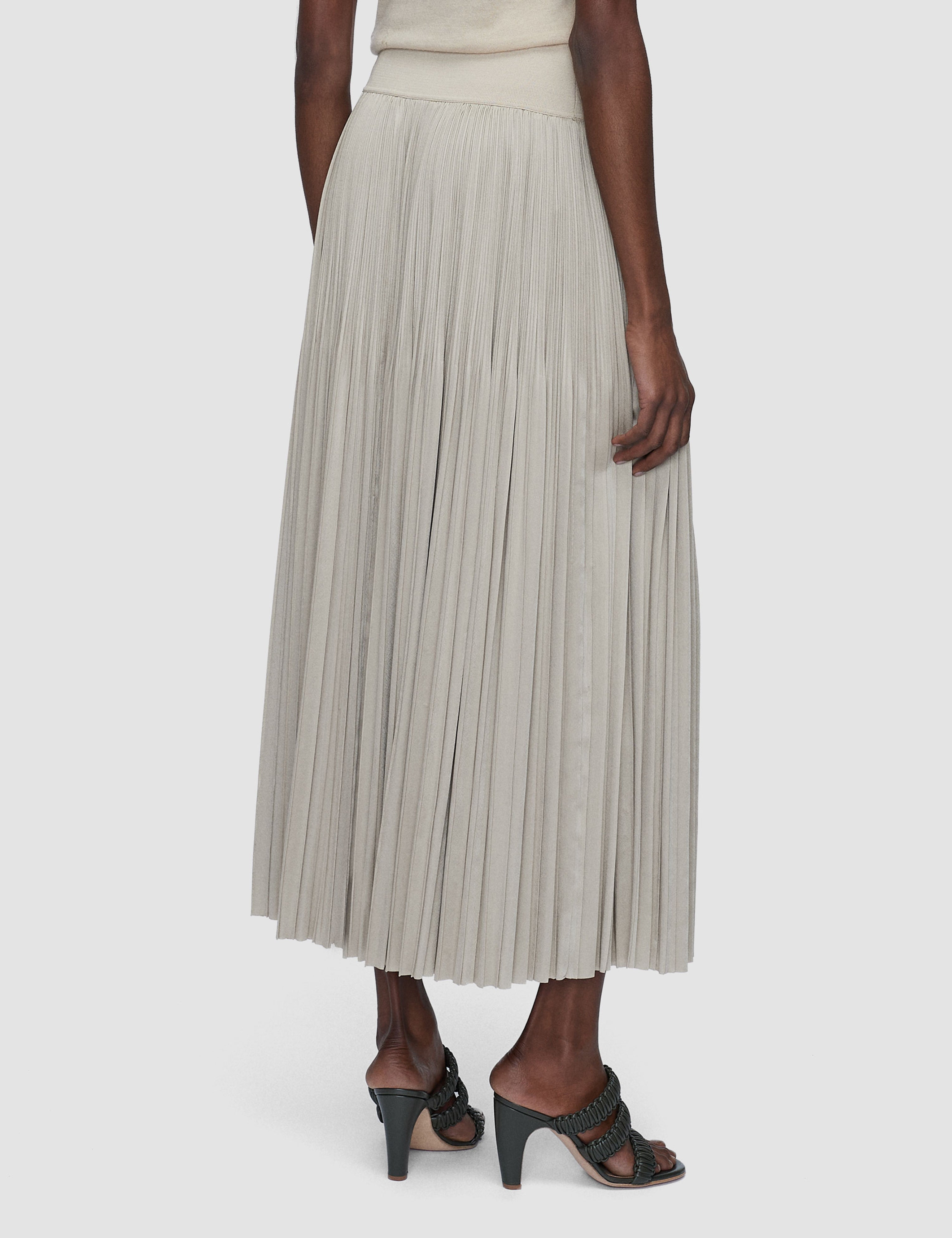 Beige Rabat Pleated Satin Skirt - Joseph