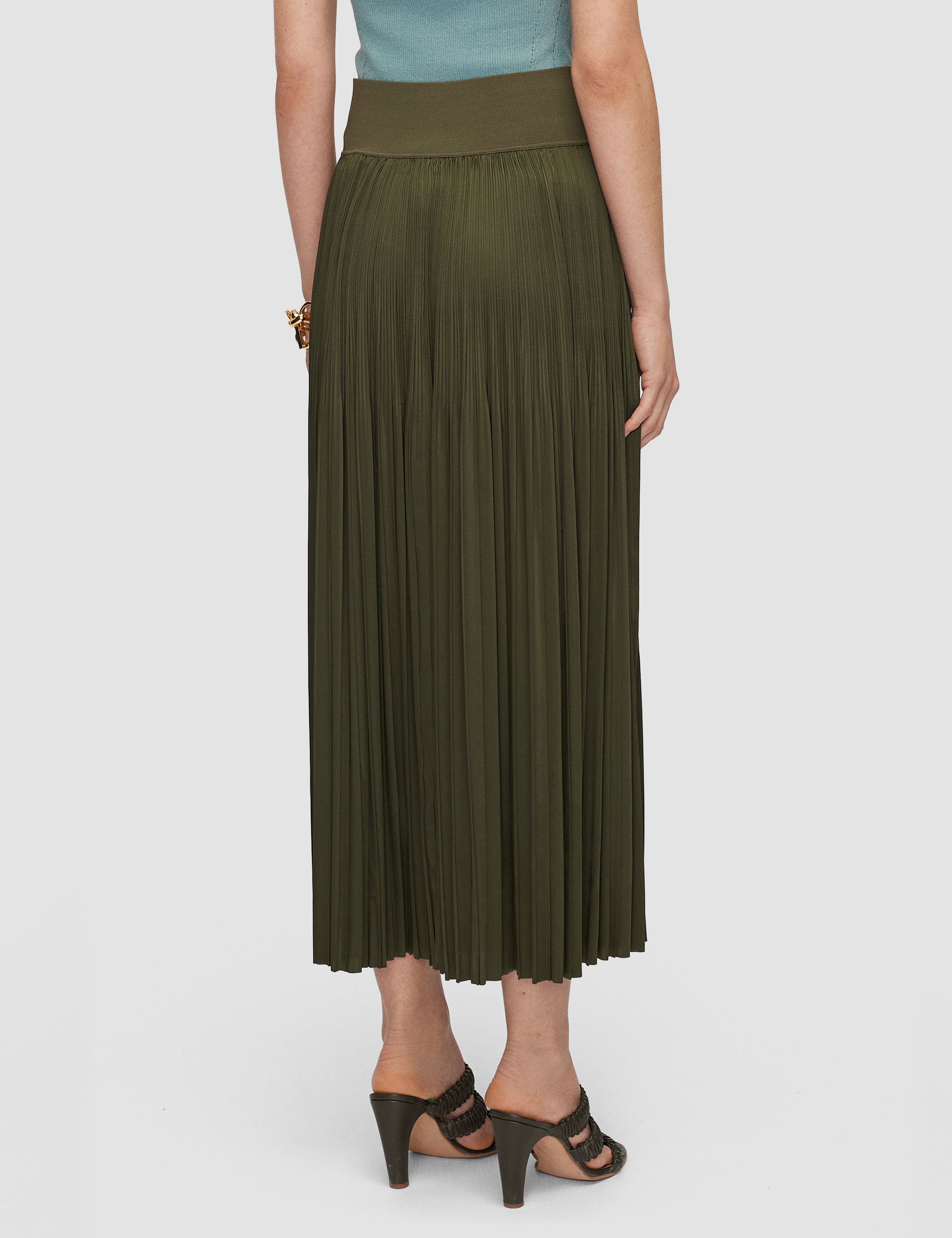 Green Rabat Pleated Satin Skirt - Joseph