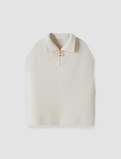 White Raffet Fisherman Rib Cashmere Vest - Joseph