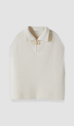 White Raffet Fisherman Rib Cashmere Vest - Joseph