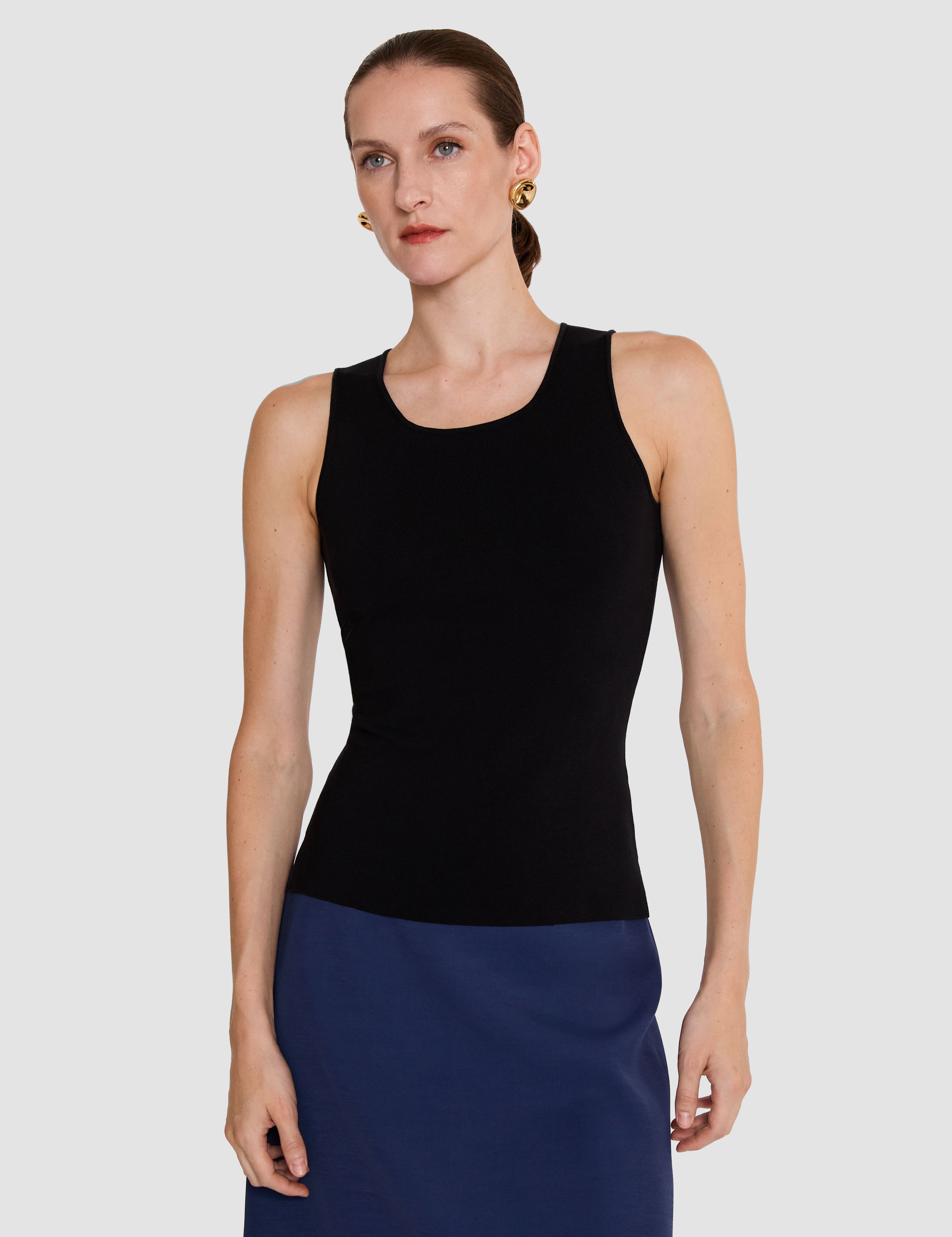 Black Rana Silk Stretch Tank Top - Joseph