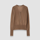 Brown Reem Cashair Henley Top - Joseph