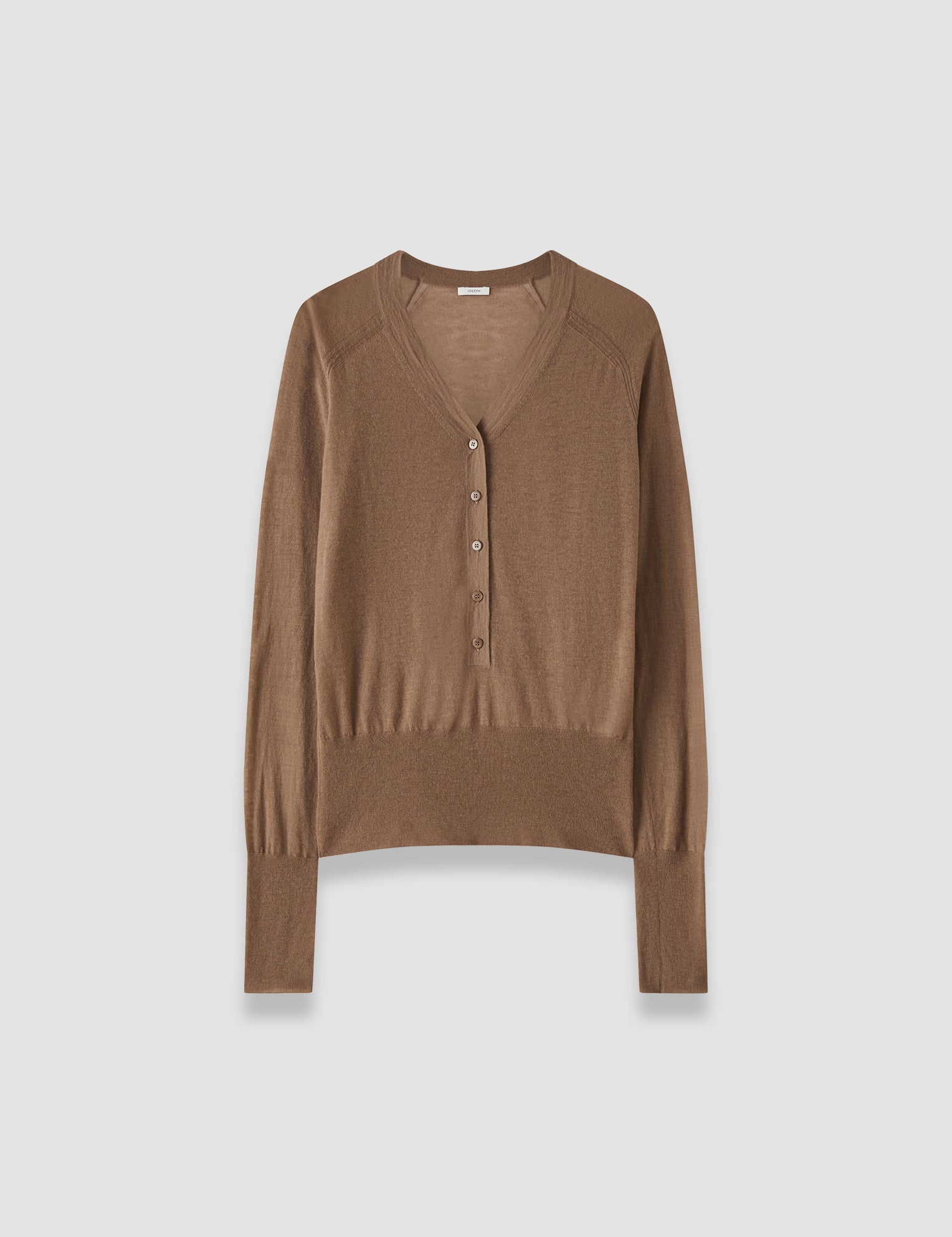 Brown Reem Cashair Henley Top - Joseph