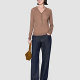 Brown Reem Cashair Henley Top - Joseph
