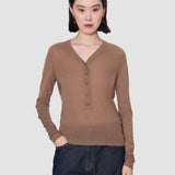 Brown Reem Cashair Henley Top - Joseph