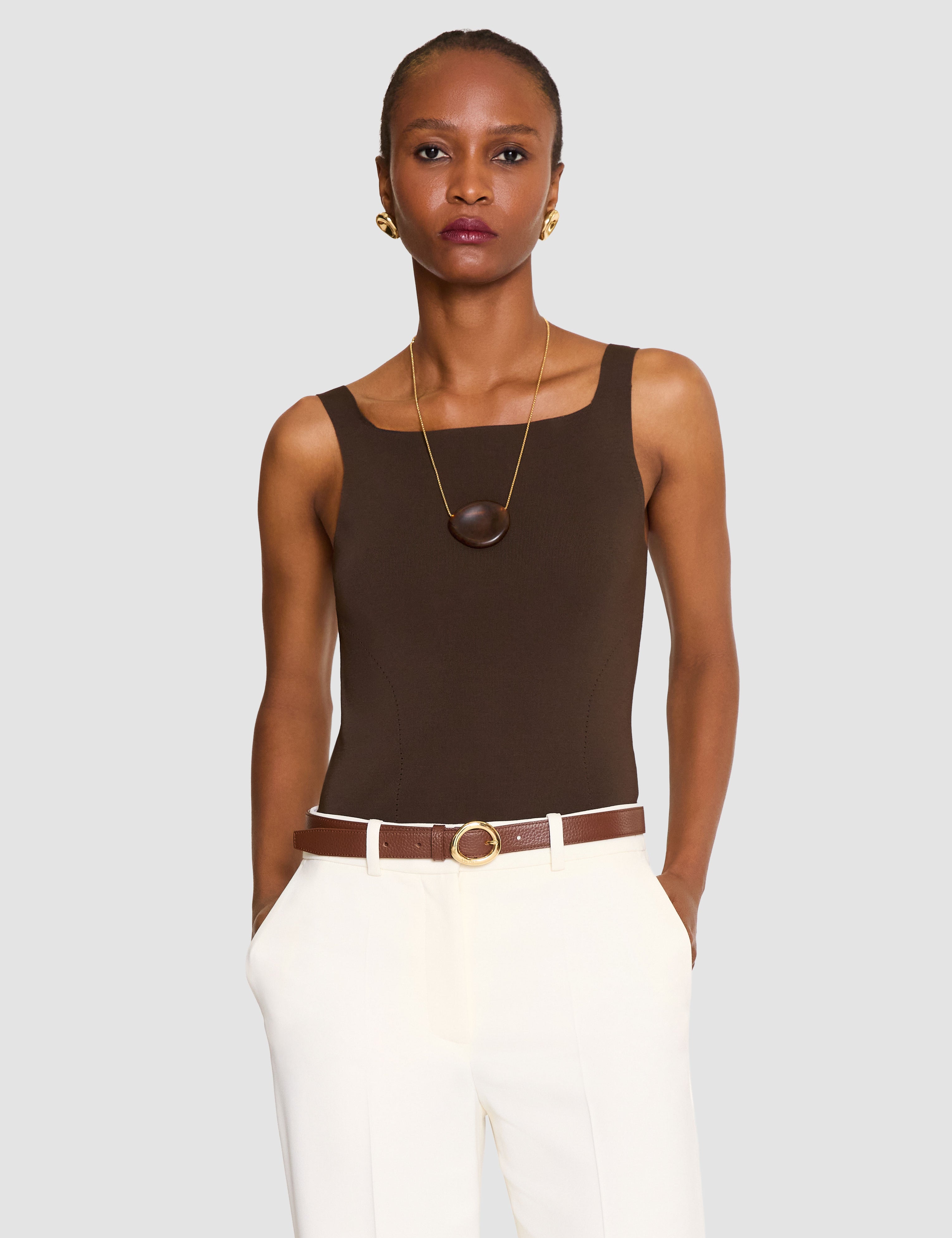Brown Rene Textured Leather Belt - Joseph