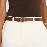 Brown Rene Textured Leather Belt - Joseph