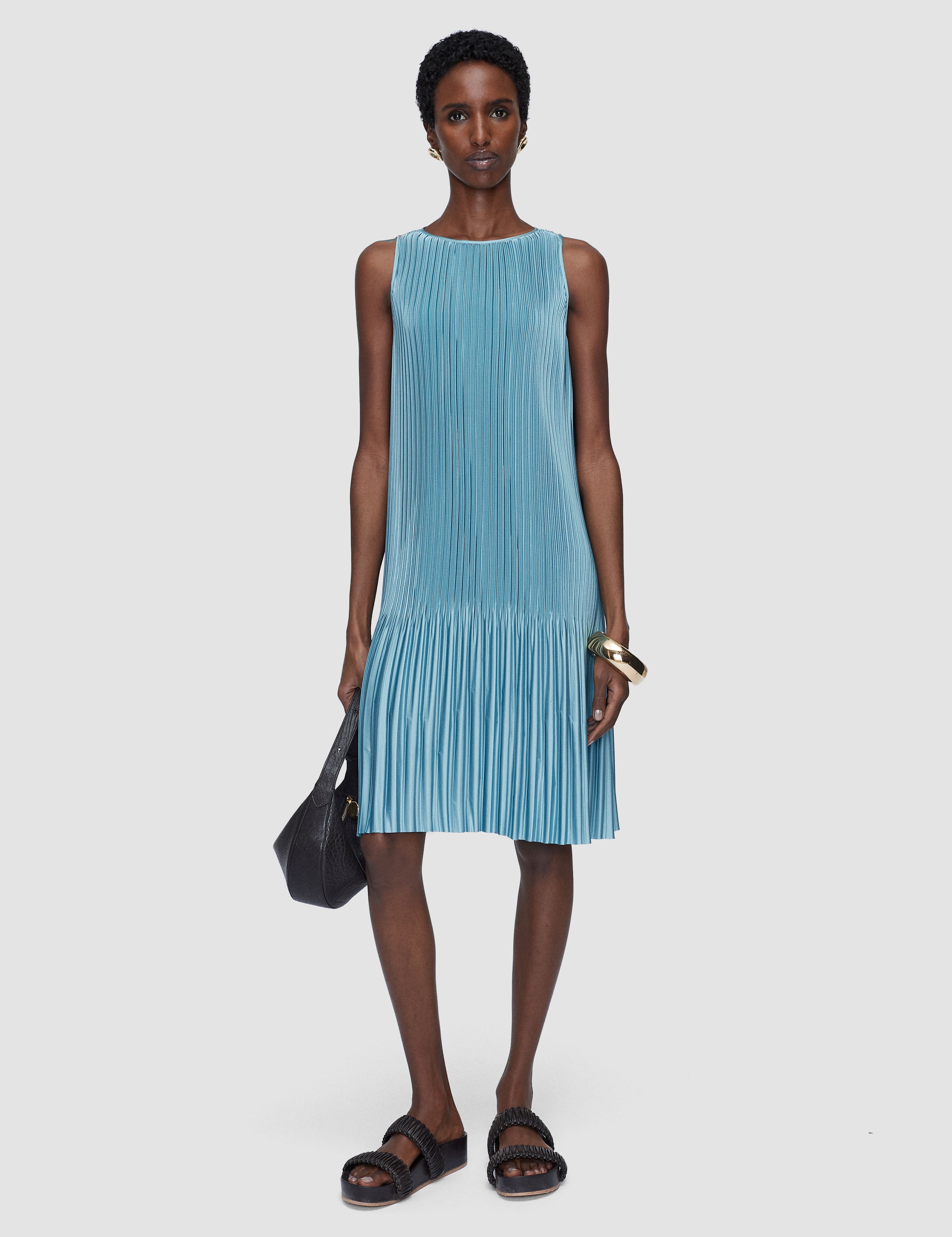 Joseph Rida Pleated Satin Dress - Size 42 - Blue Joseph Rida Pleated Satin Dress - Size 42 - Blue