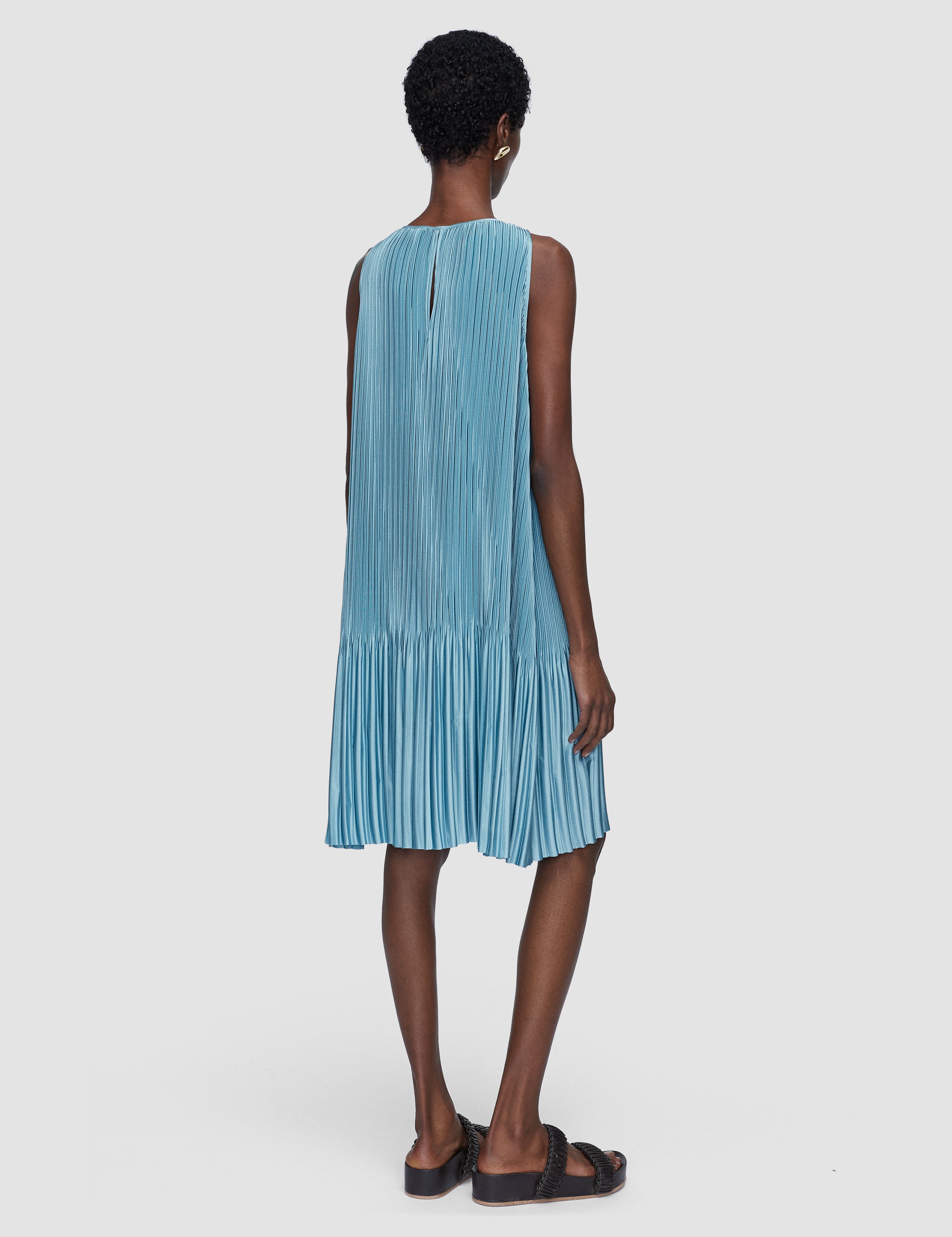 Blue Rida Pleated Satin Dress - Joseph